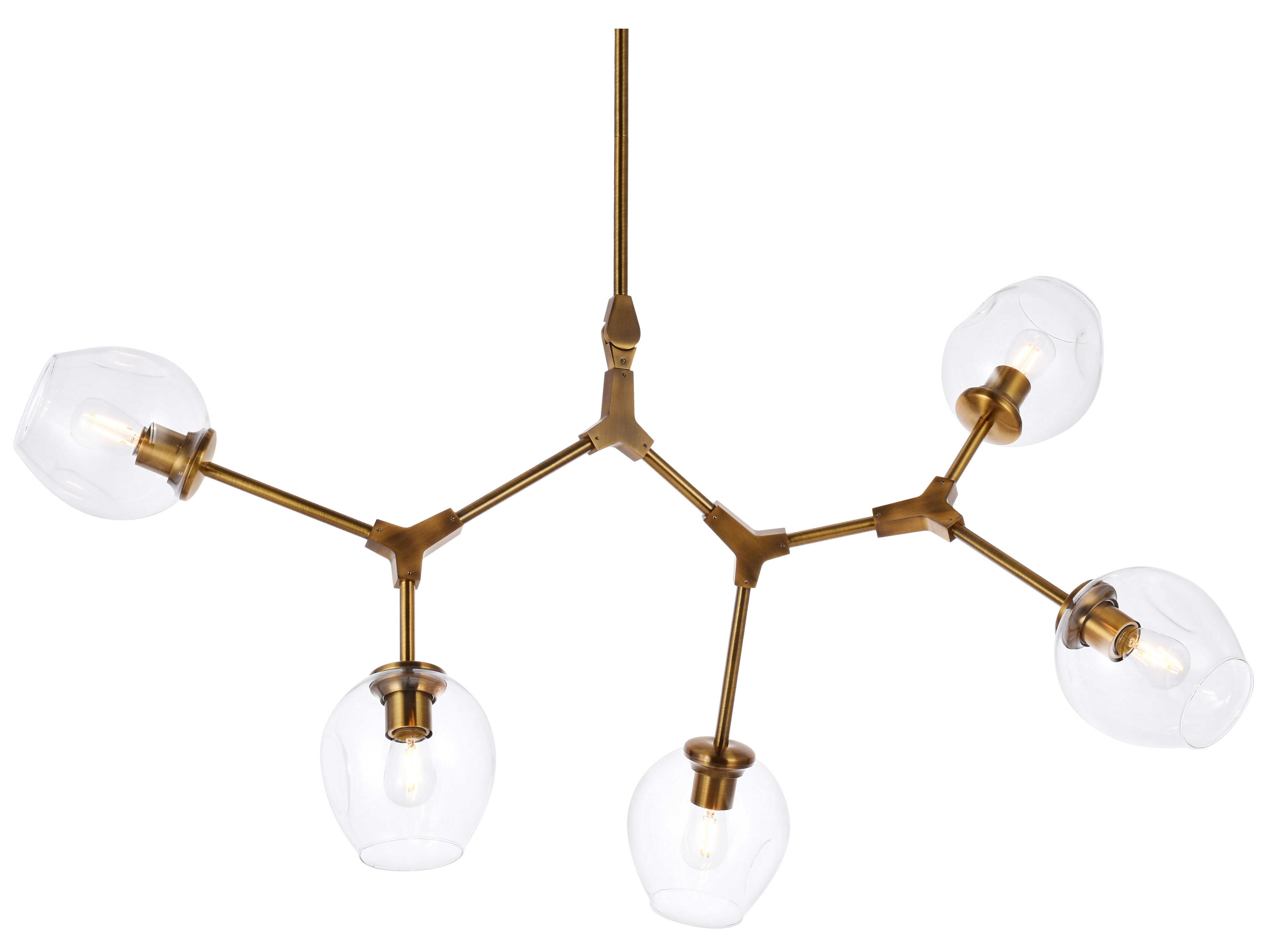 Elegant Lighting Cavoli 5-Light Brass And Clear Glass Chandelier
