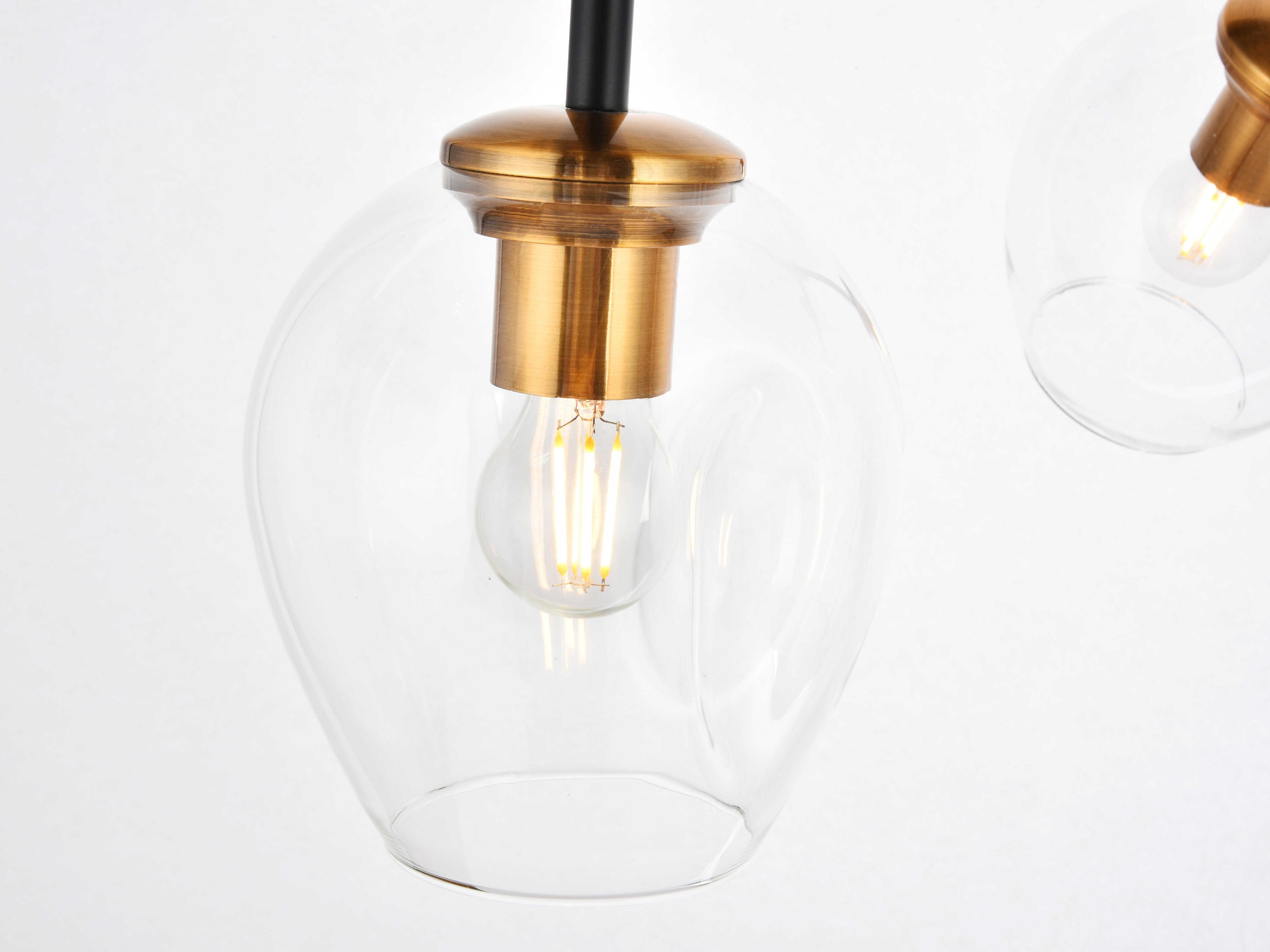 Elegant Lighting Cavoli 5-Light Light Antique Brass Flat Black Clear Glass Linear Island Pendant