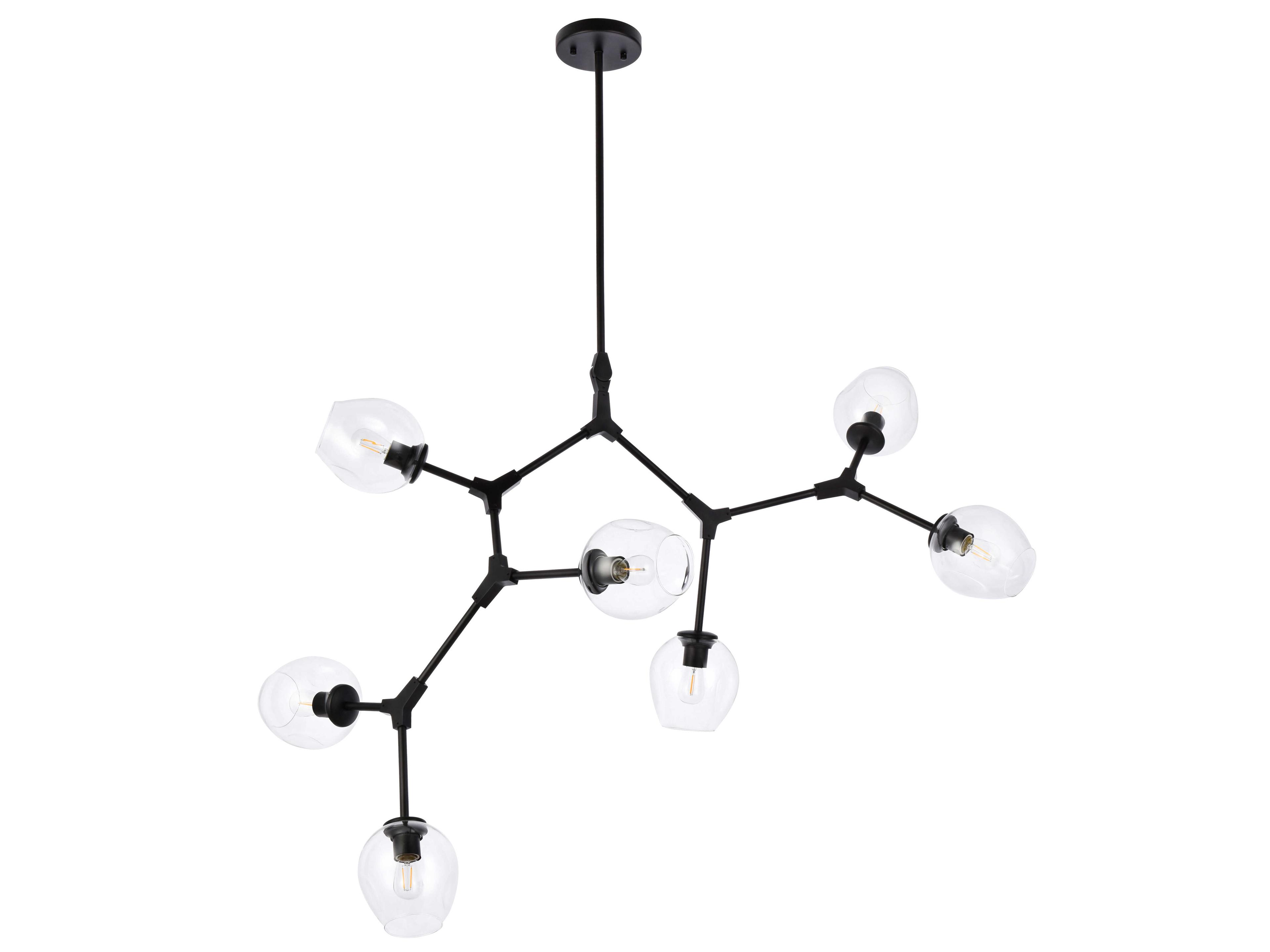 Elegant Lighting Cavoli 7-Light Black And Clear Glass Island Pendant