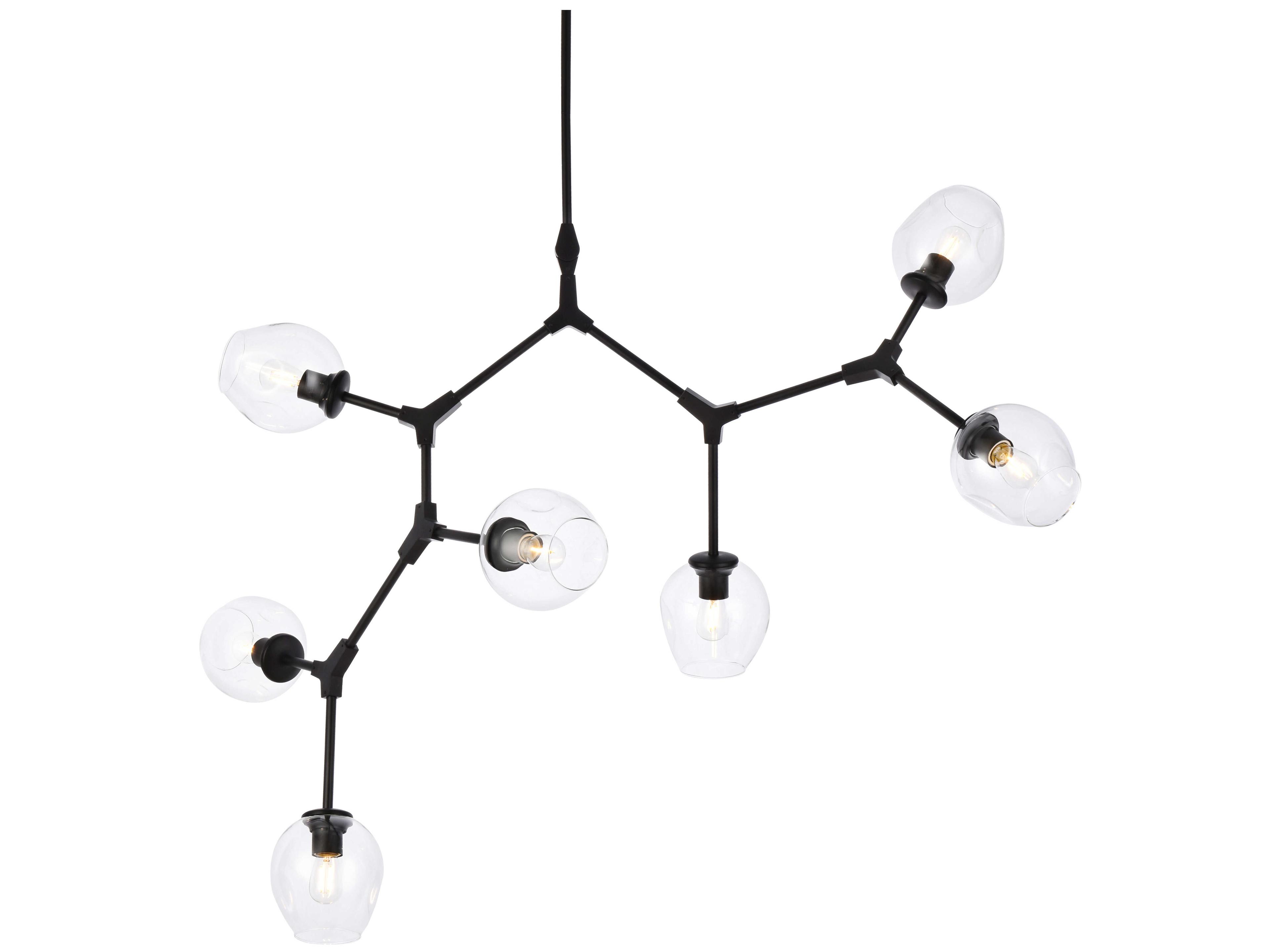 Elegant Lighting Cavoli 7-Light Black And Clear Glass Island Pendant