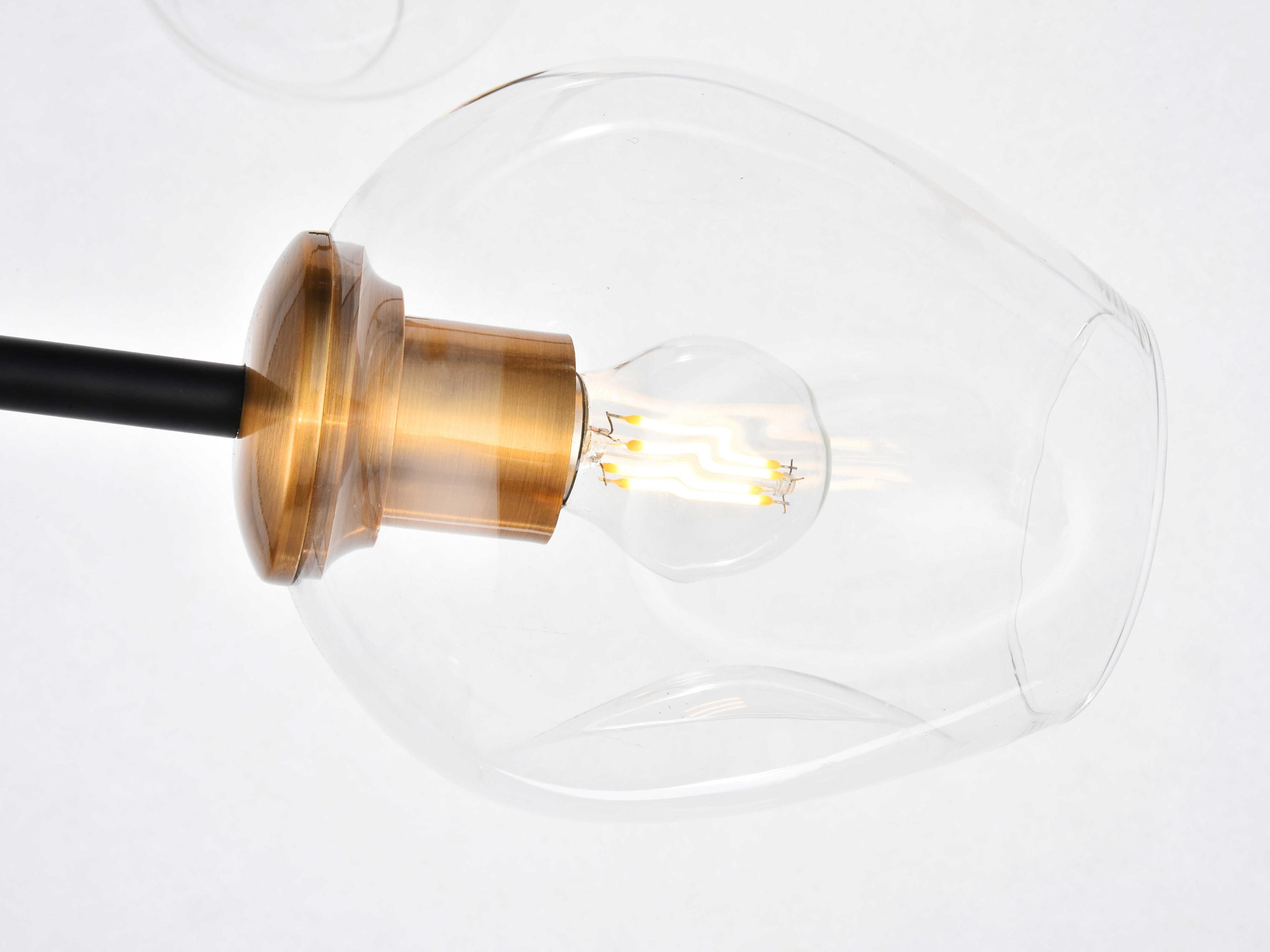 Elegant Lighting Cavoli 7-Light Light Antique Brass Flat Black Clear Glass Linear Island Pendant