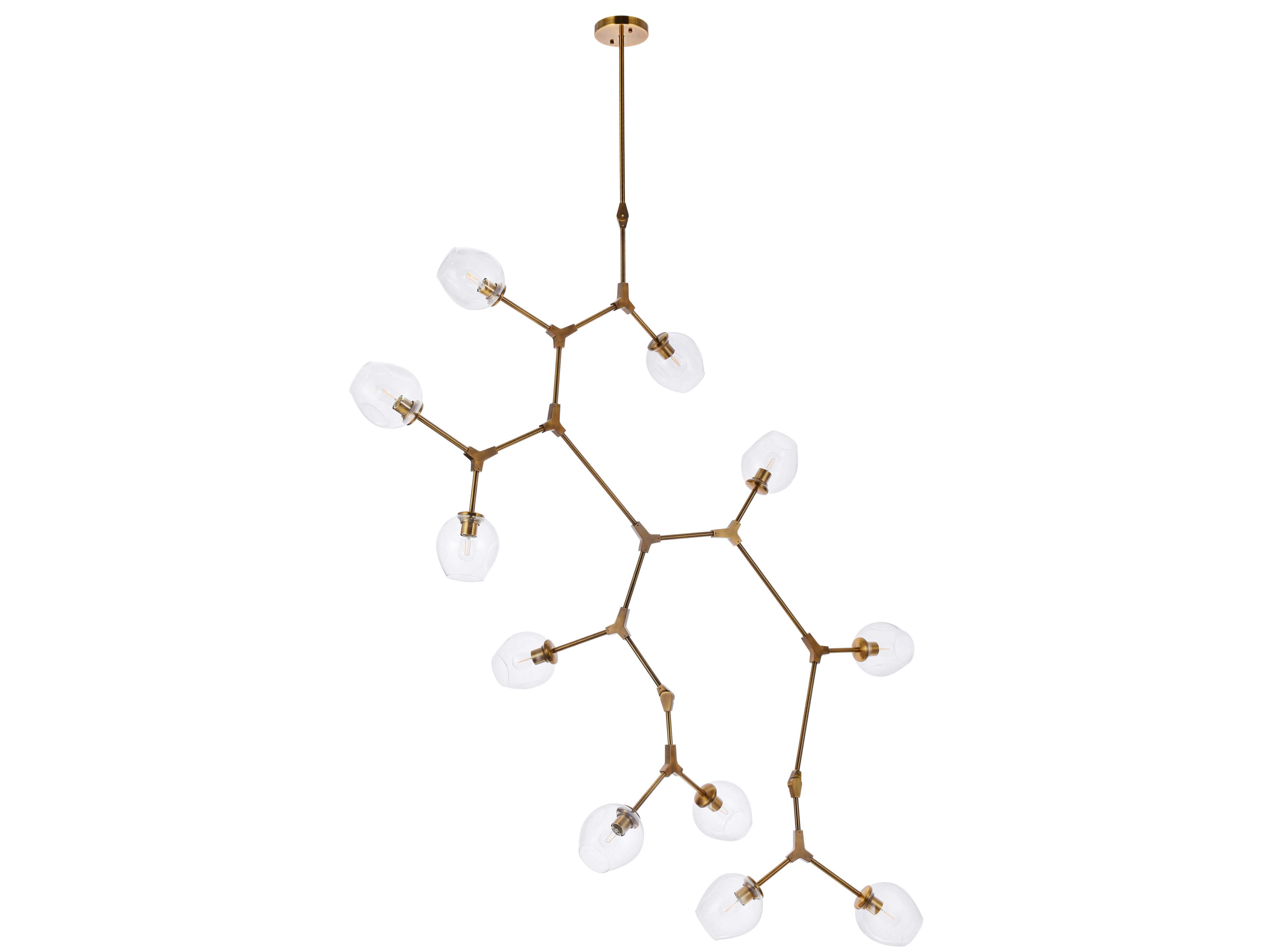 Elegant Lighting Cavoli 11-Light Brass And Clear Glass Island Pendant