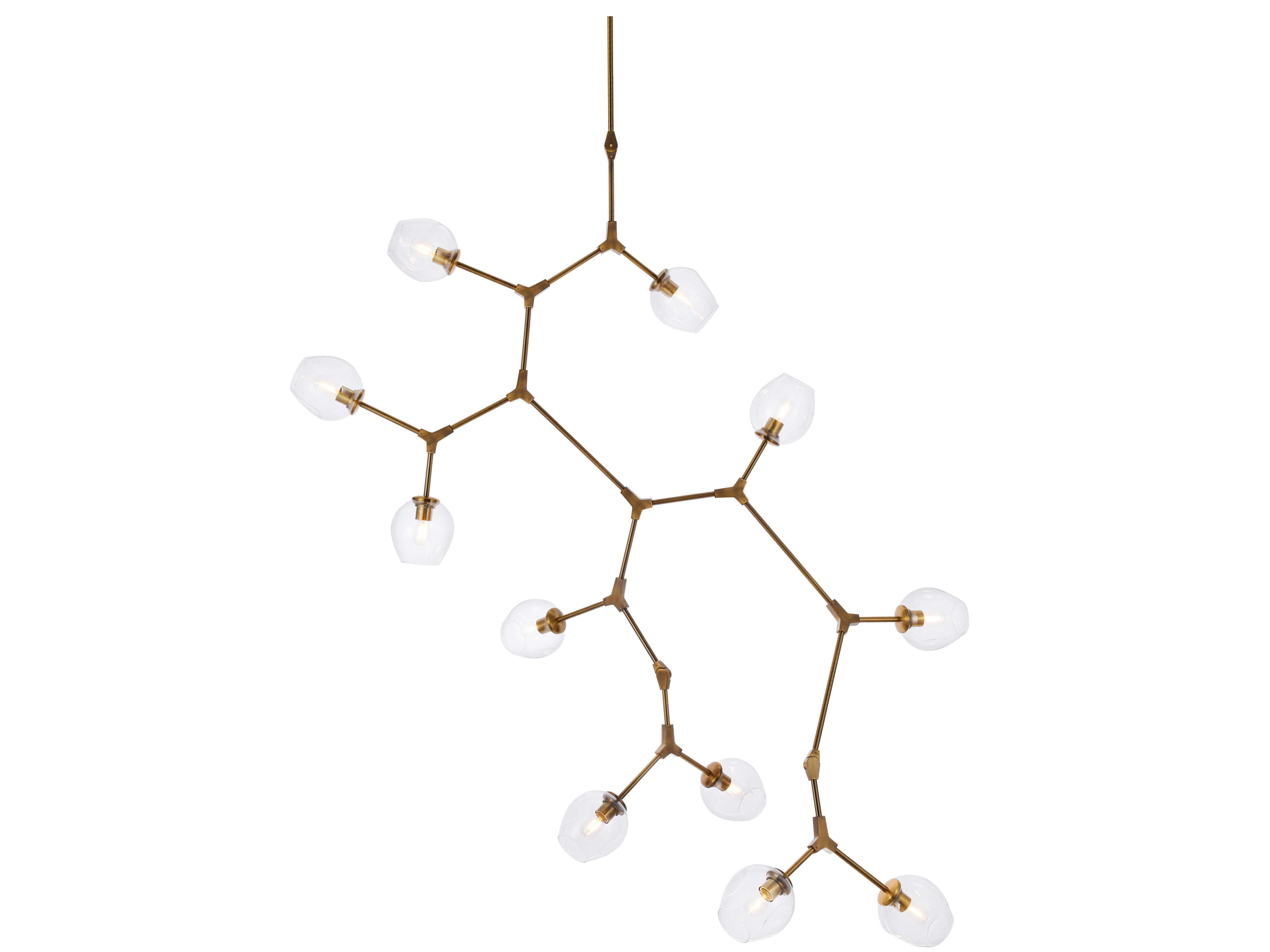 Elegant Lighting Cavoli 11-Light Brass And Clear Glass Island Pendant