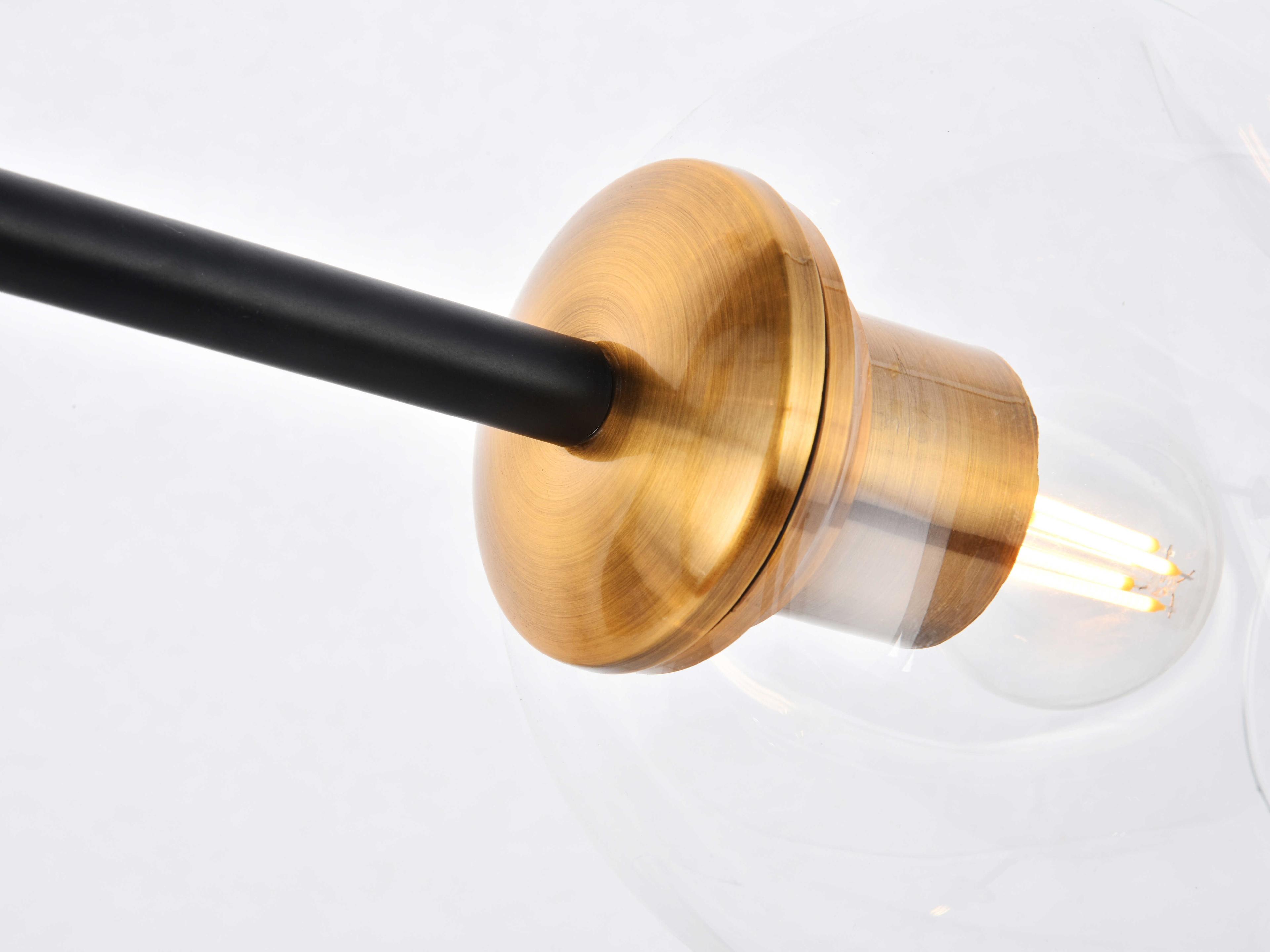 Elegant Lighting Cavoli 11-Light Light Antique Brass Flat Black Clear Glass Linear Pendant