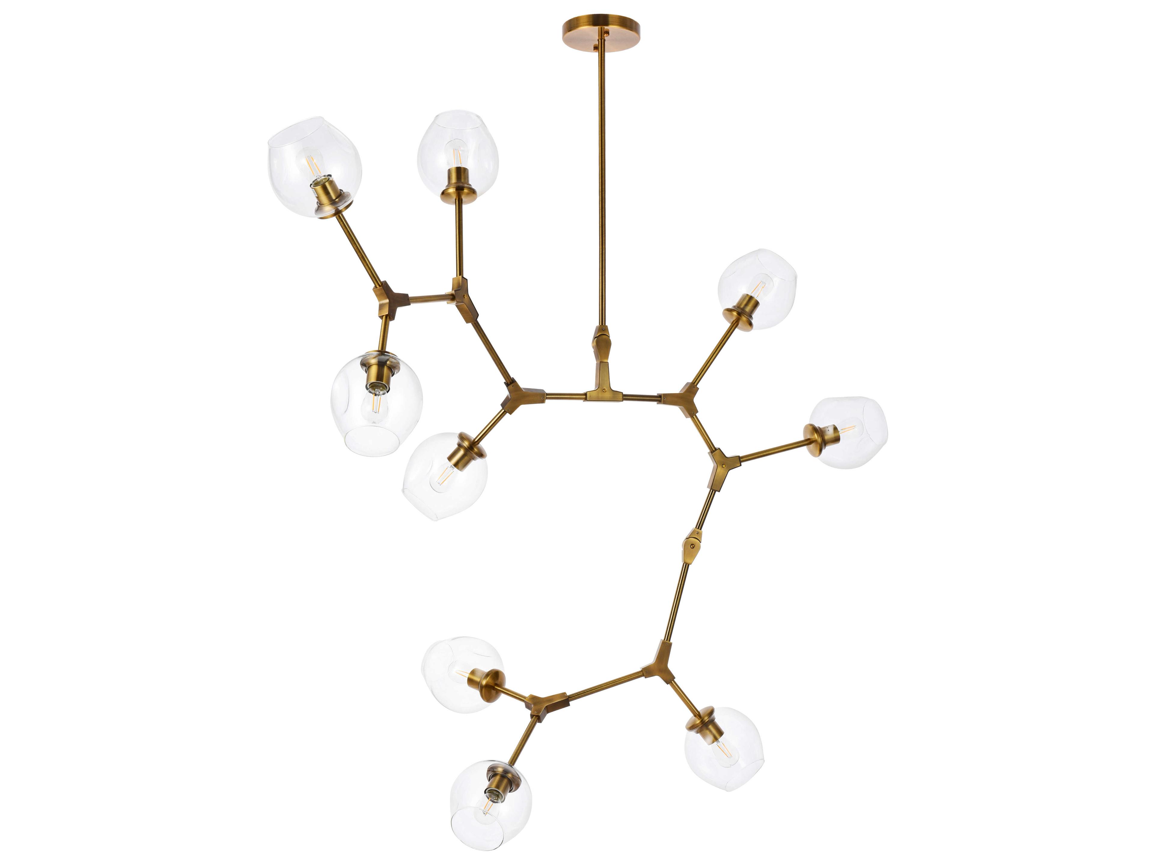 Elegant Lighting Cavoli 9-Light Brass And Clear Glass Island Pendant