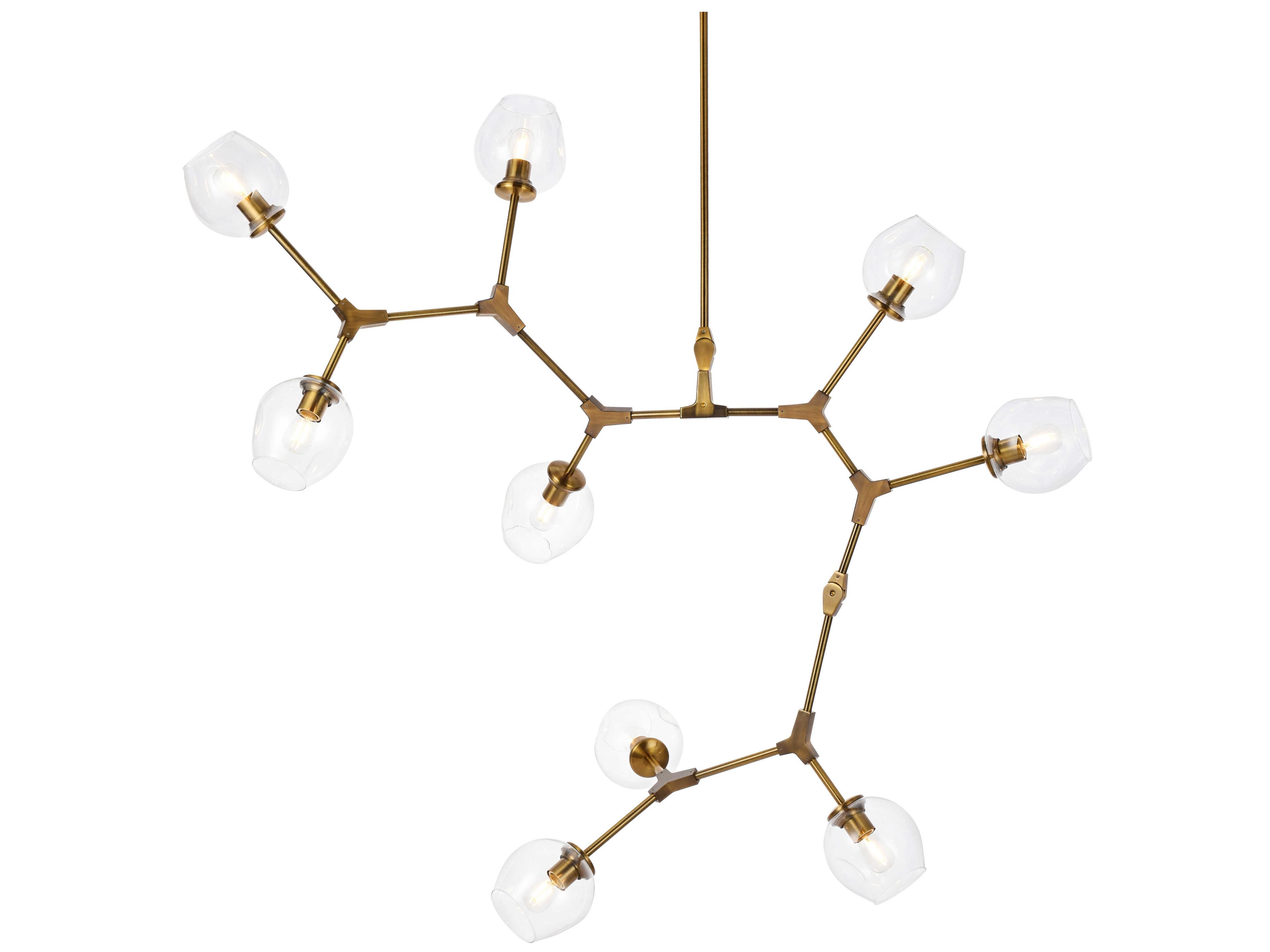 Elegant Lighting Cavoli 9-Light Brass And Clear Glass Island Pendant
