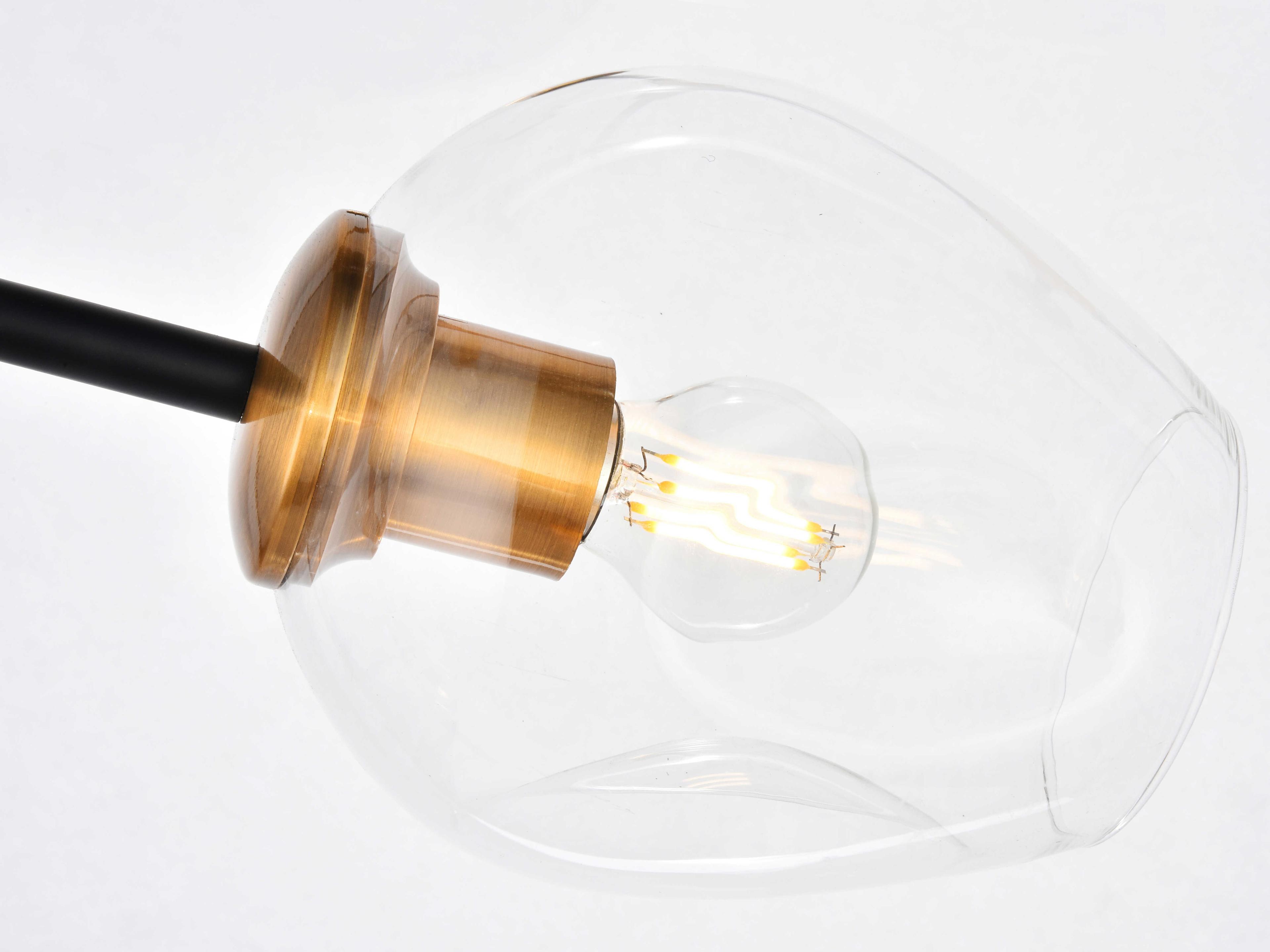 Elegant Lighting Cavoli 9-Light Light Antique Brass Flat Black Clear Glass Linear Island Pendant