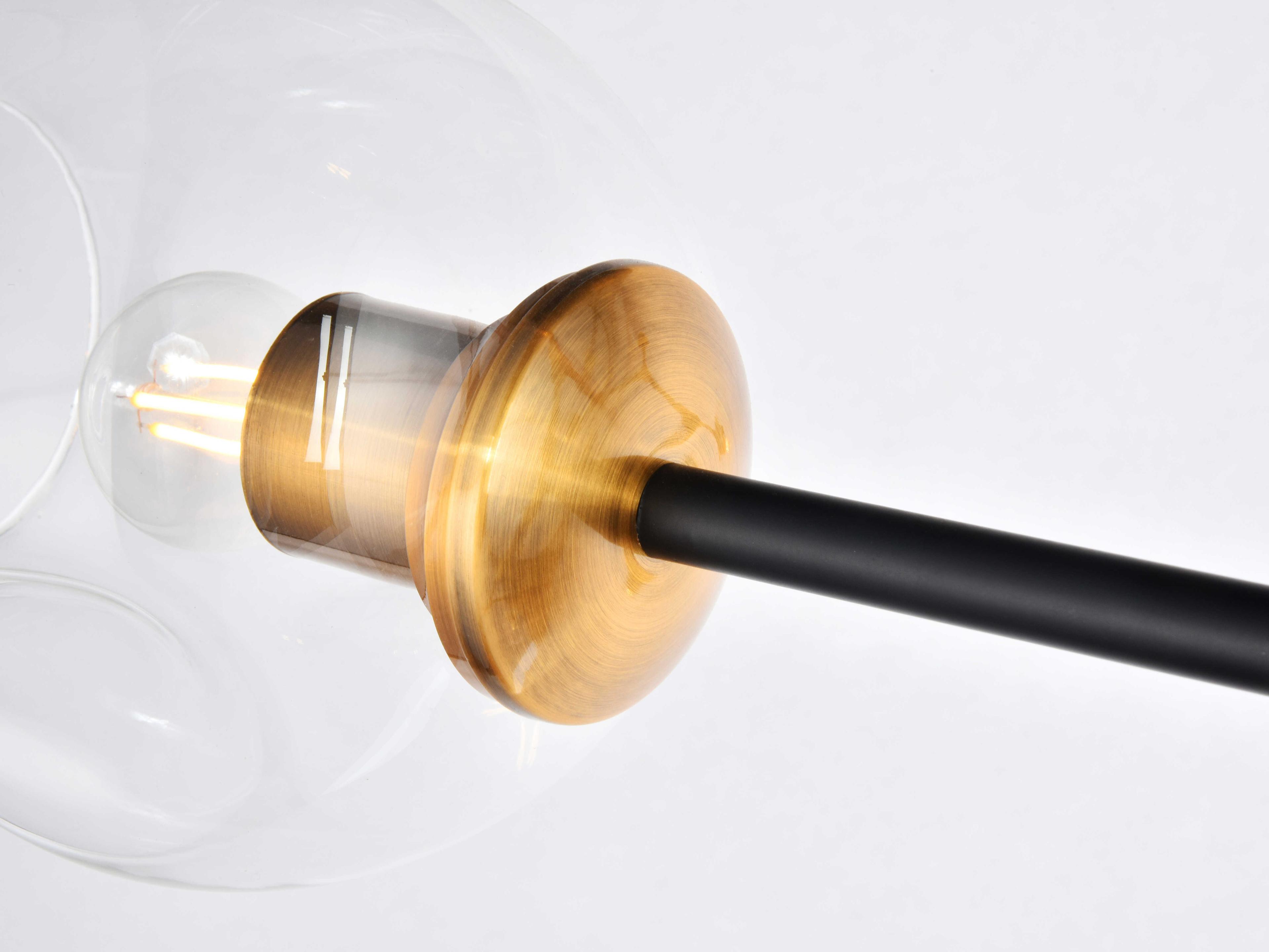 Elegant Lighting Cavoli 9-Light Light Antique Brass Flat Black Clear Glass Linear Island Pendant