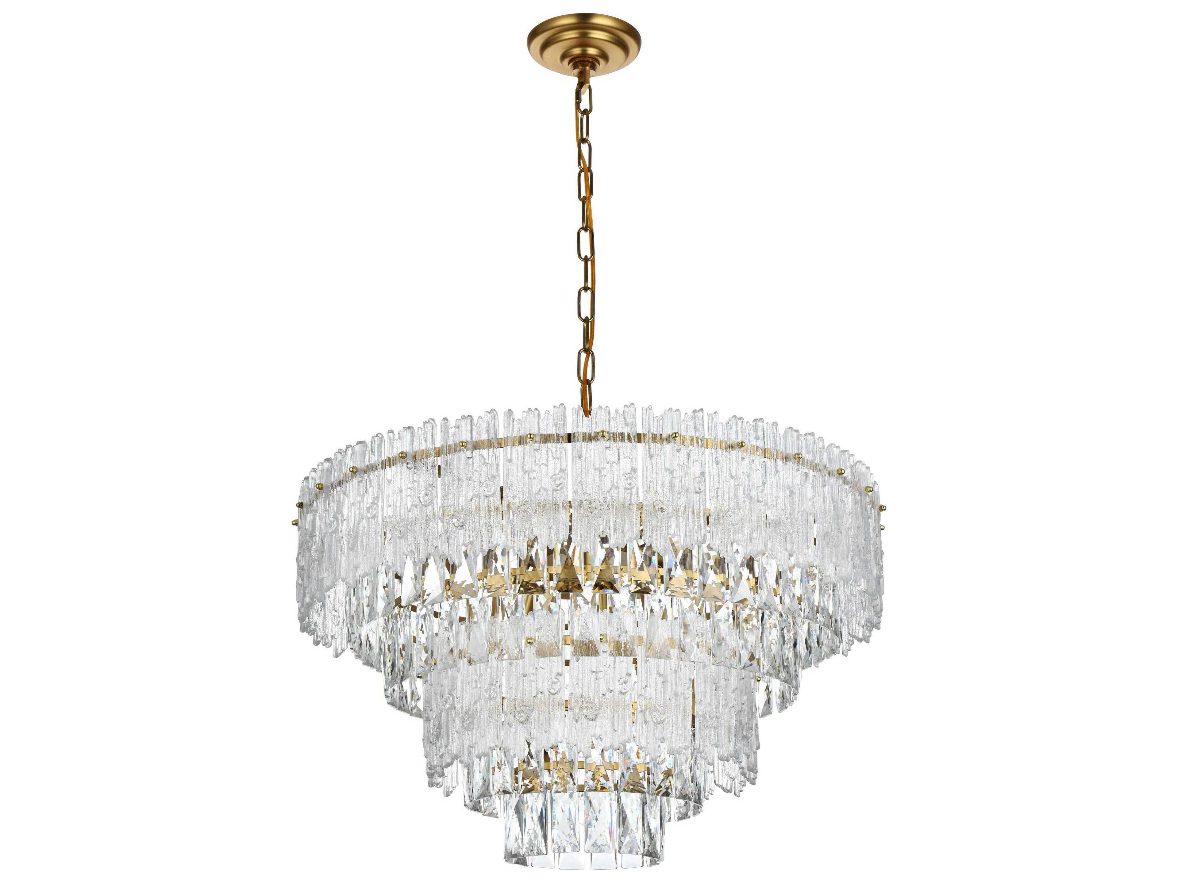 Elegant Lighting Emilia 8-Light Satin Gold Tiered Chandelier