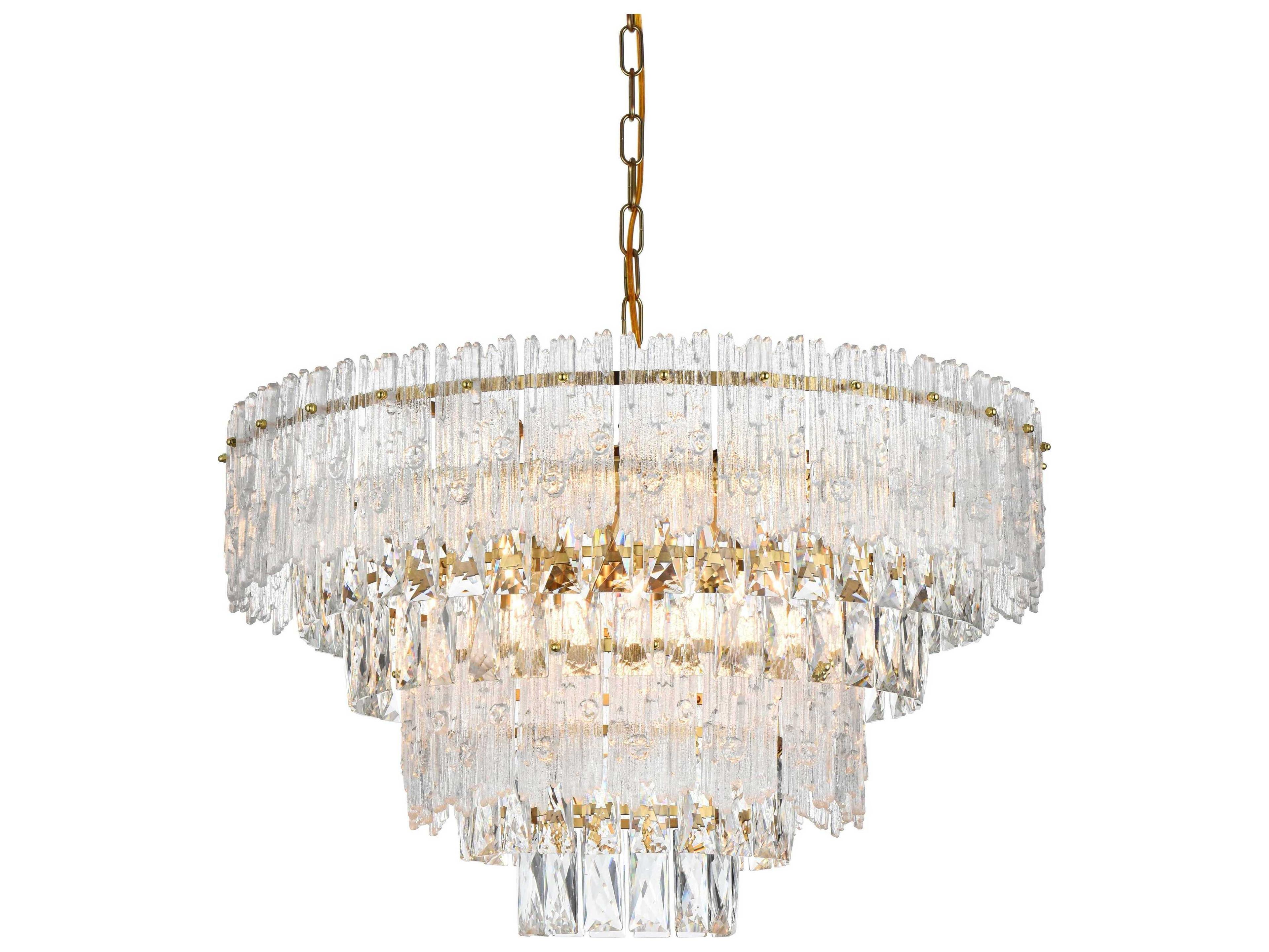 Elegant Lighting Emilia 8-Light Satin Gold Tiered Chandelier
