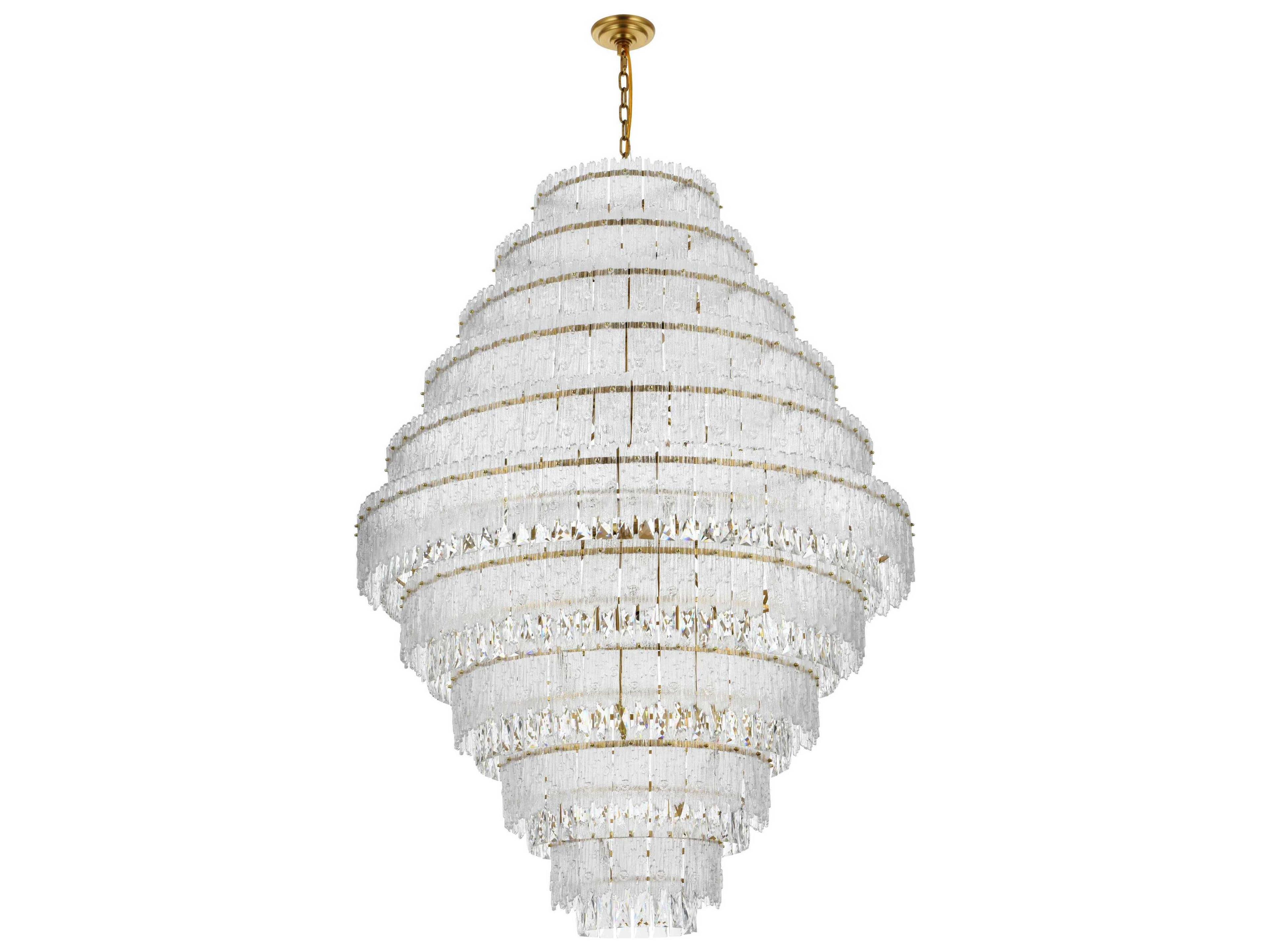 Elegant Lighting Emilia 33-Light Satin Gold Tiered Chandelier
