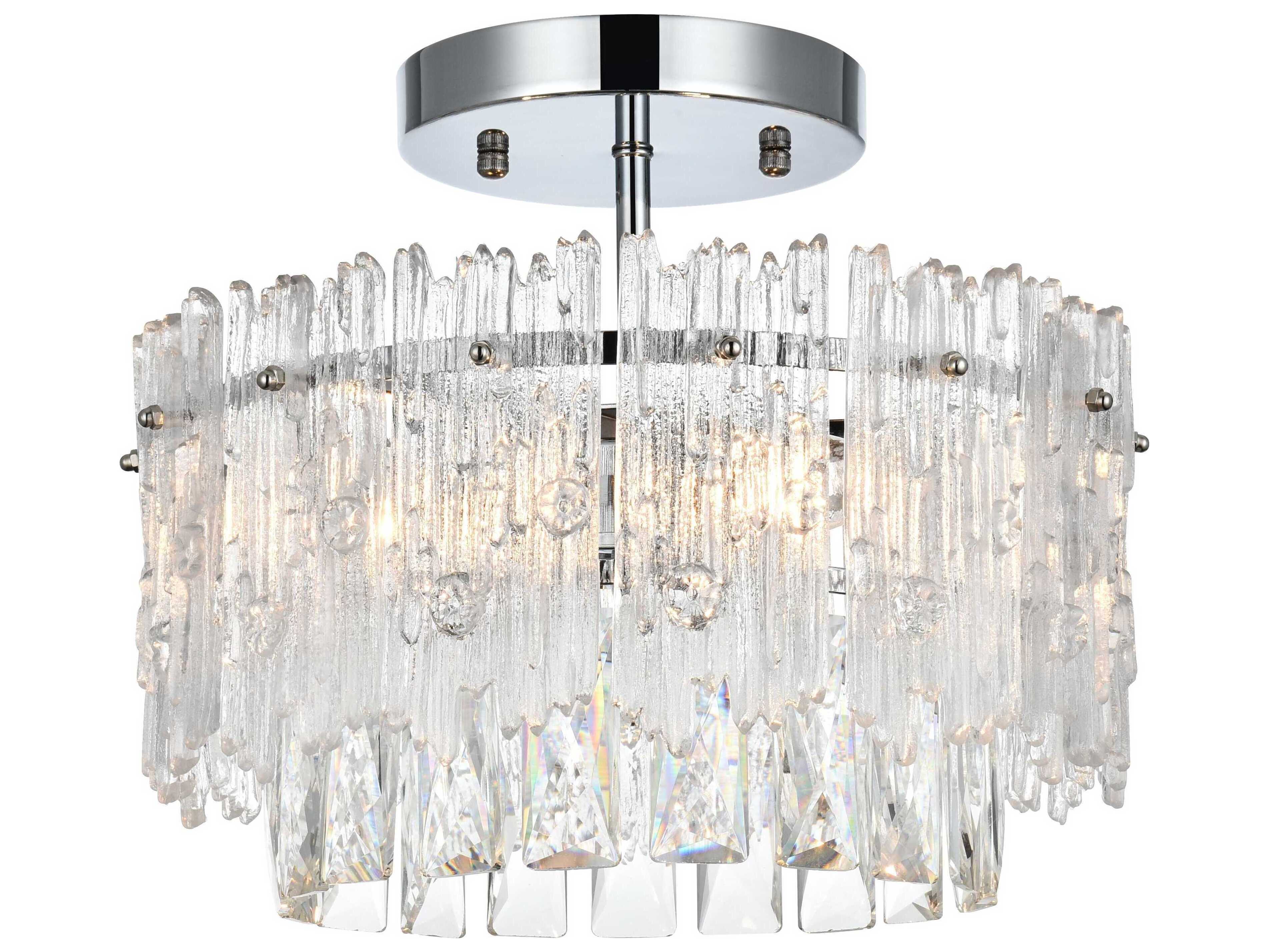 Elegant Lighting Emilia 3-Light Chrome Tiered Semi Flush Mount