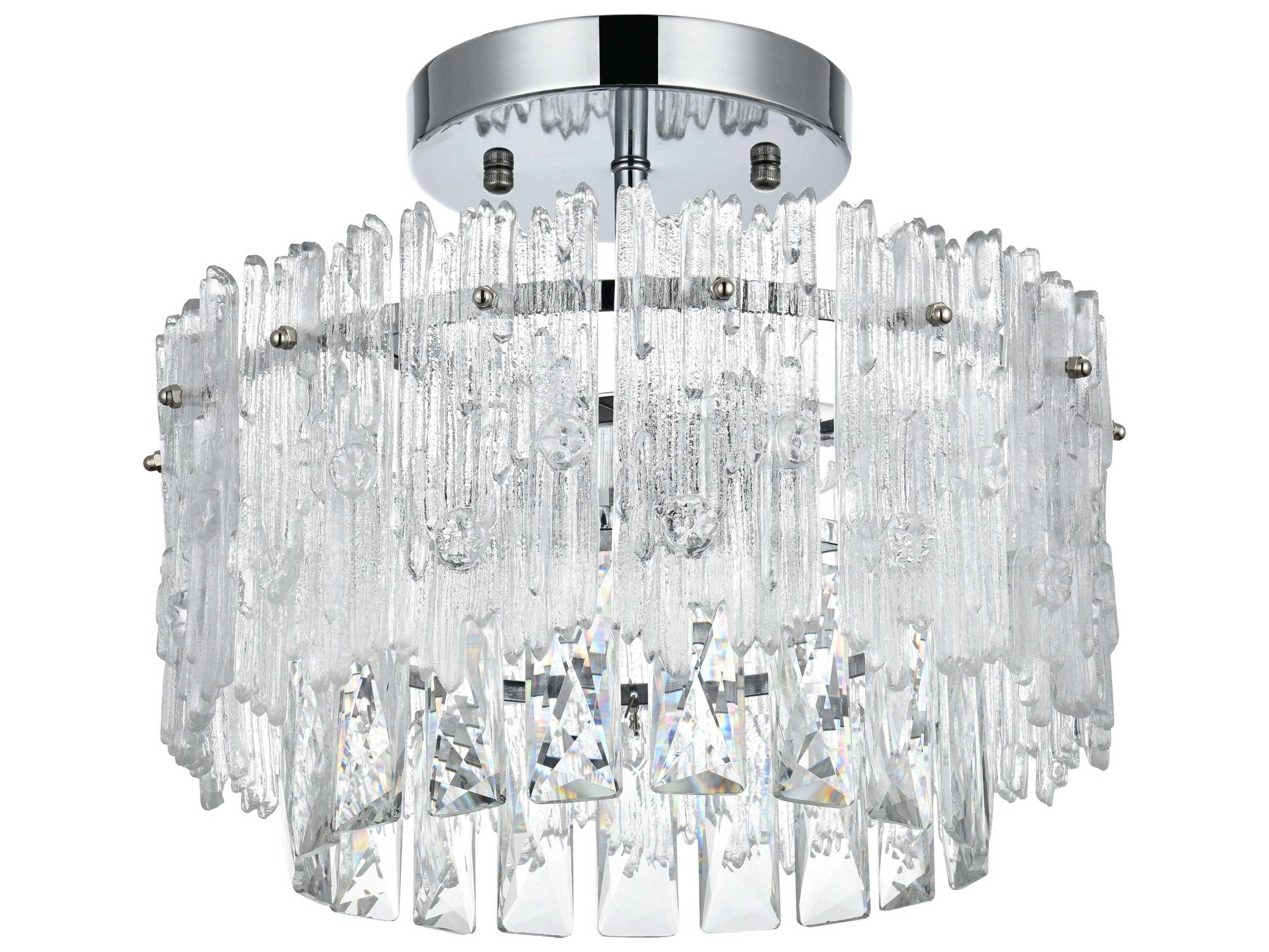 Elegant Lighting Emilia 3-Light Chrome Tiered Semi Flush Mount