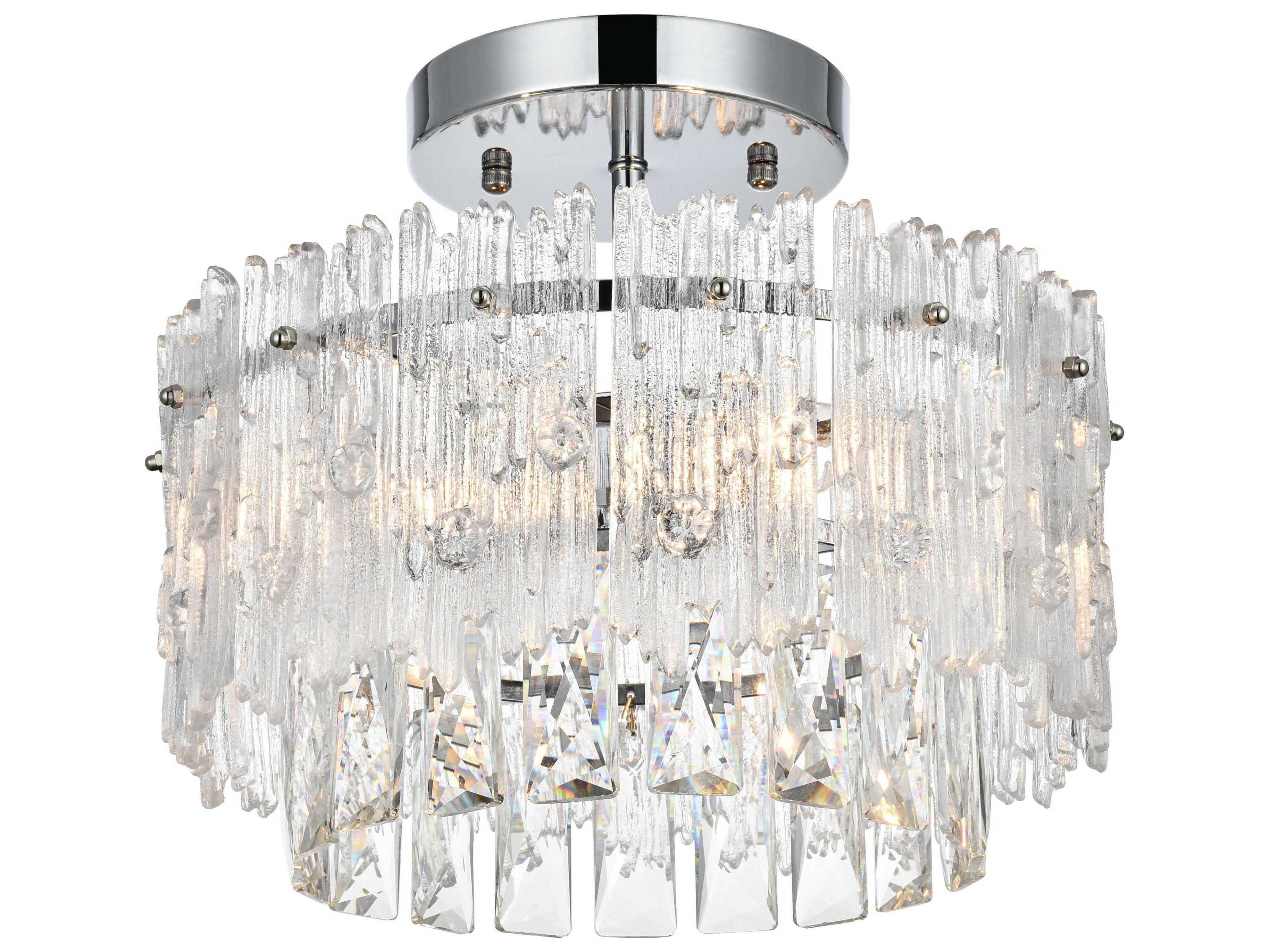 Elegant Lighting Emilia 3-Light Chrome Tiered Semi Flush Mount