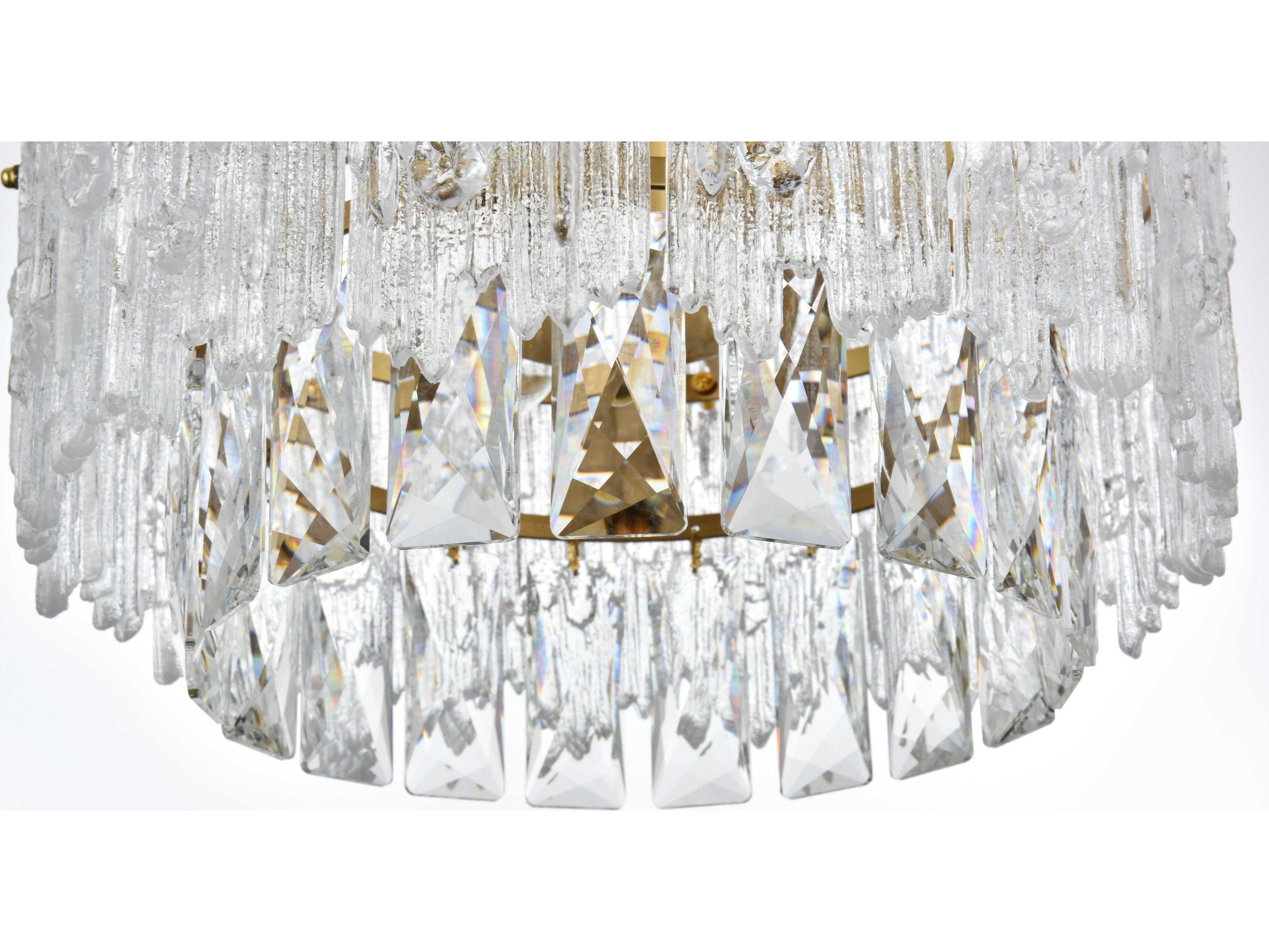 Elegant Lighting Emilia 3-Light Satin Gold Tiered Semi Flush Mount