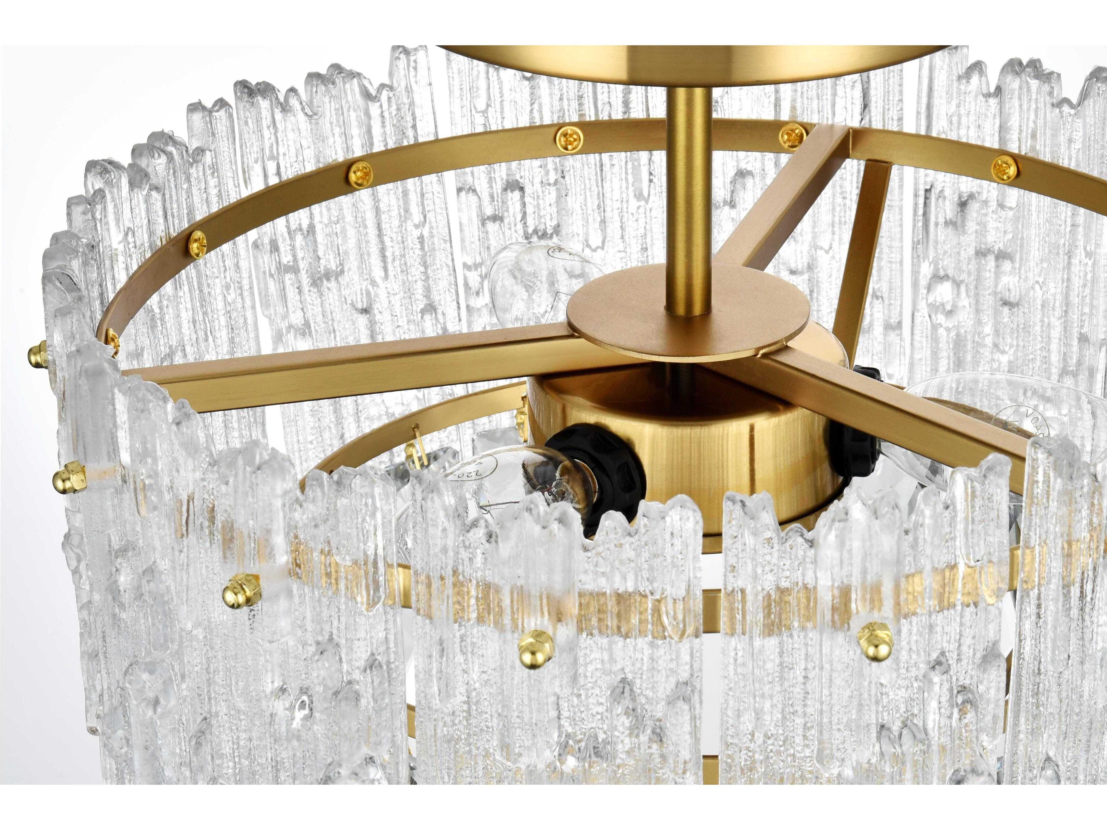 Elegant Lighting Emilia 3-Light Satin Gold Tiered Semi Flush Mount