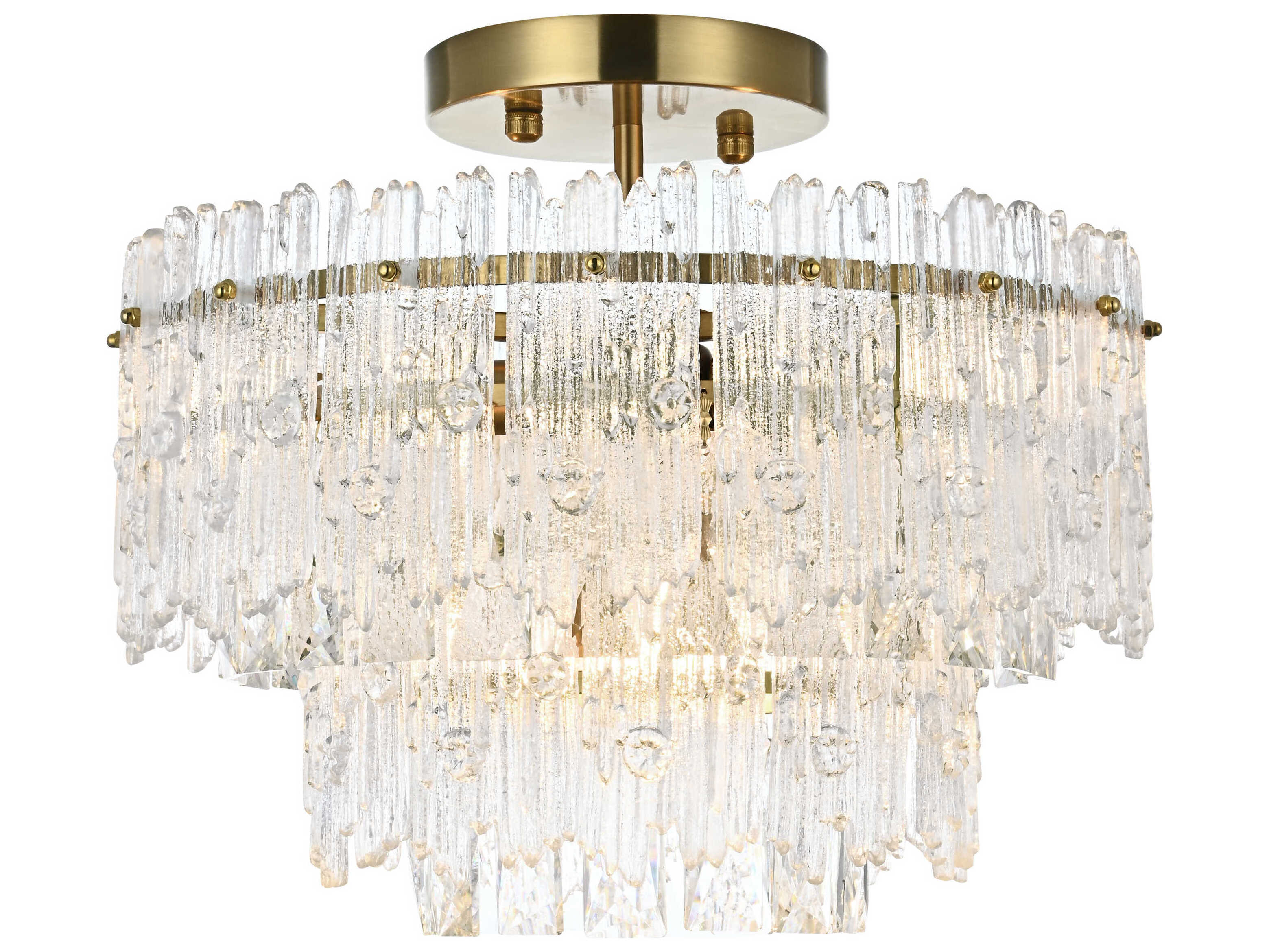 Elegant Lighting Emilia 4-Light Satin Gold Tiered Semi Flush Mount