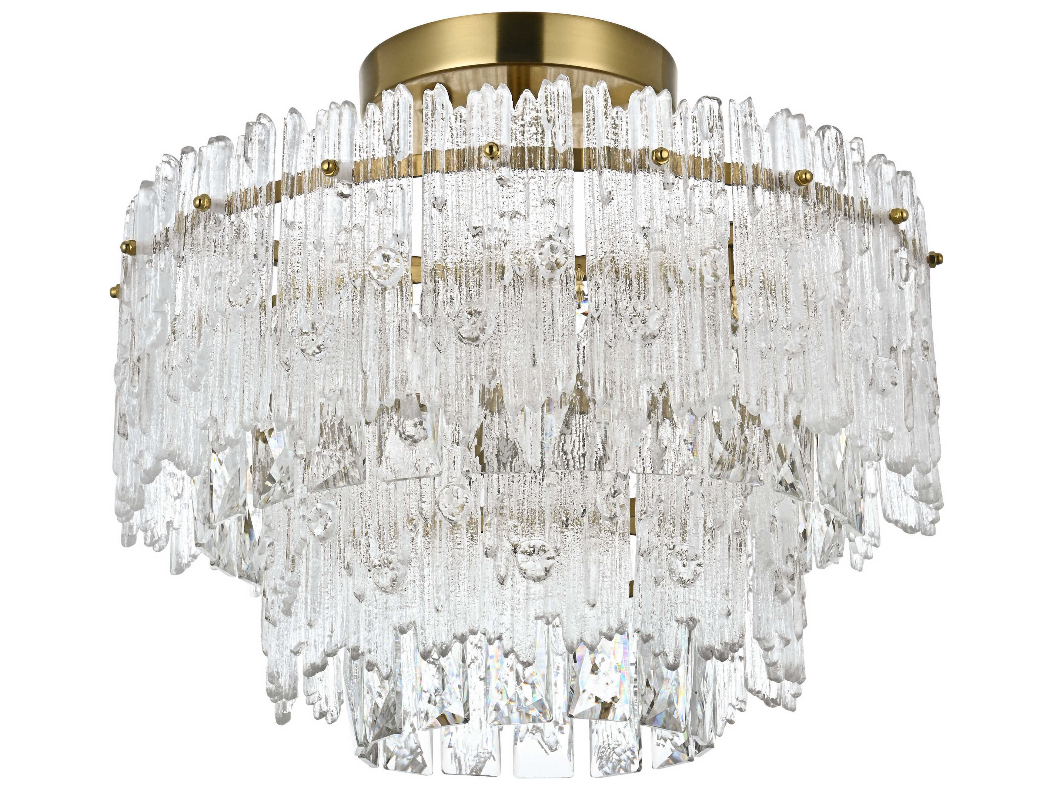 Elegant Lighting Emilia 4-Light Satin Gold Tiered Semi Flush Mount