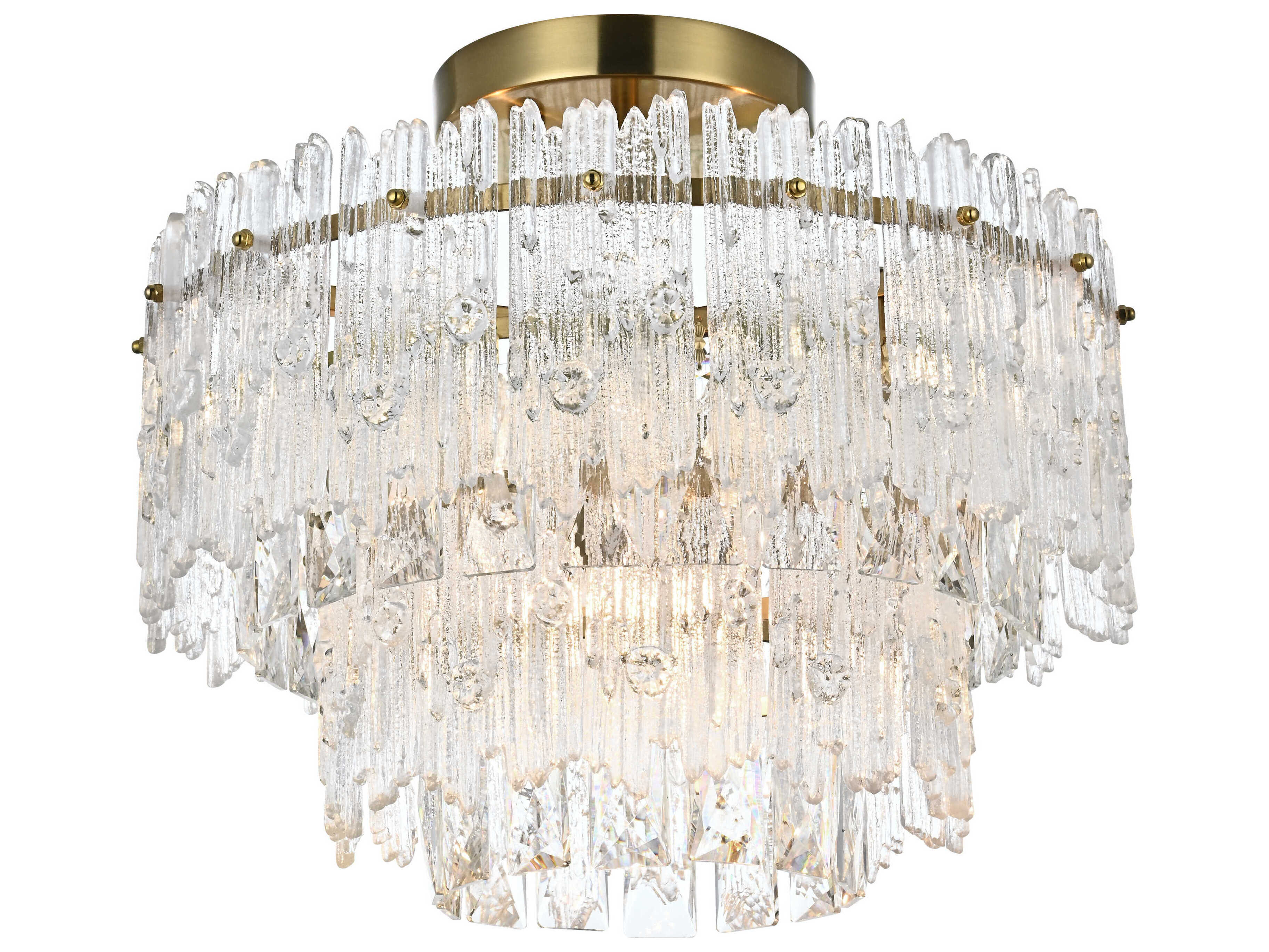 Elegant Lighting Emilia 4-Light Satin Gold Tiered Semi Flush Mount