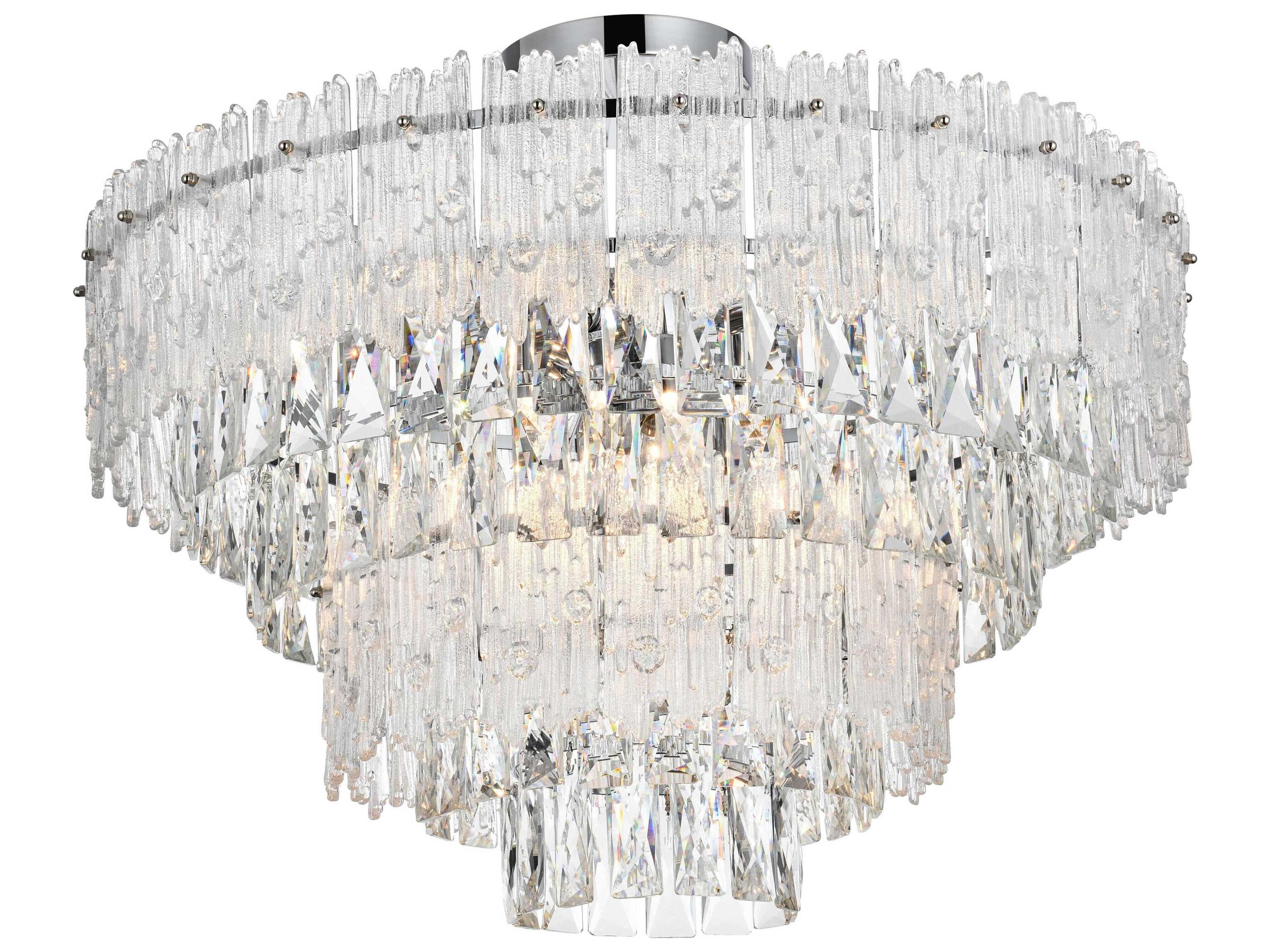 Elegant Lighting Emilia 8-Light Chrome Tiered Semi Flush Mount