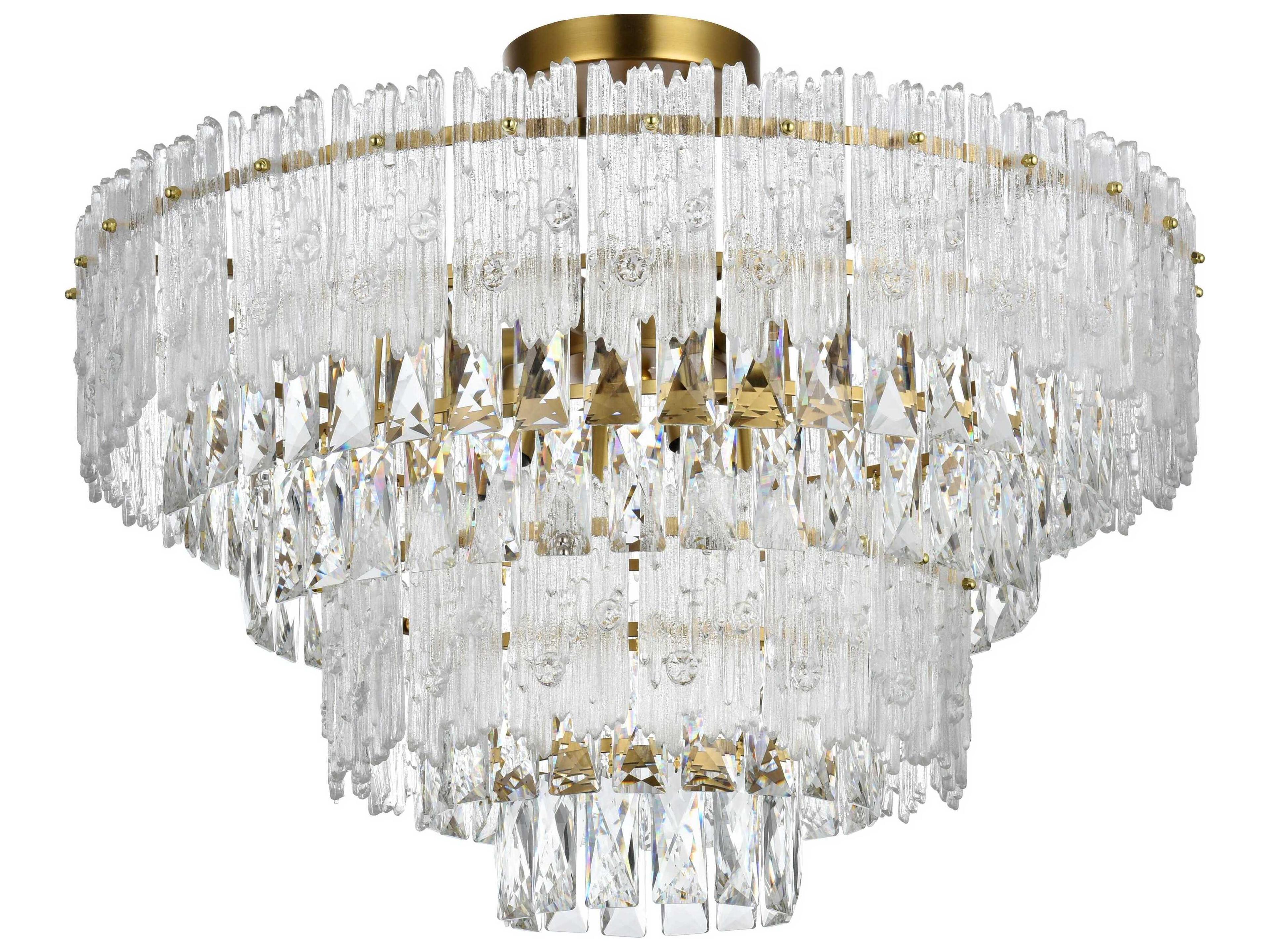 Elegant Lighting Emilia 8-Light Satin Gold Tiered Semi Flush Mount