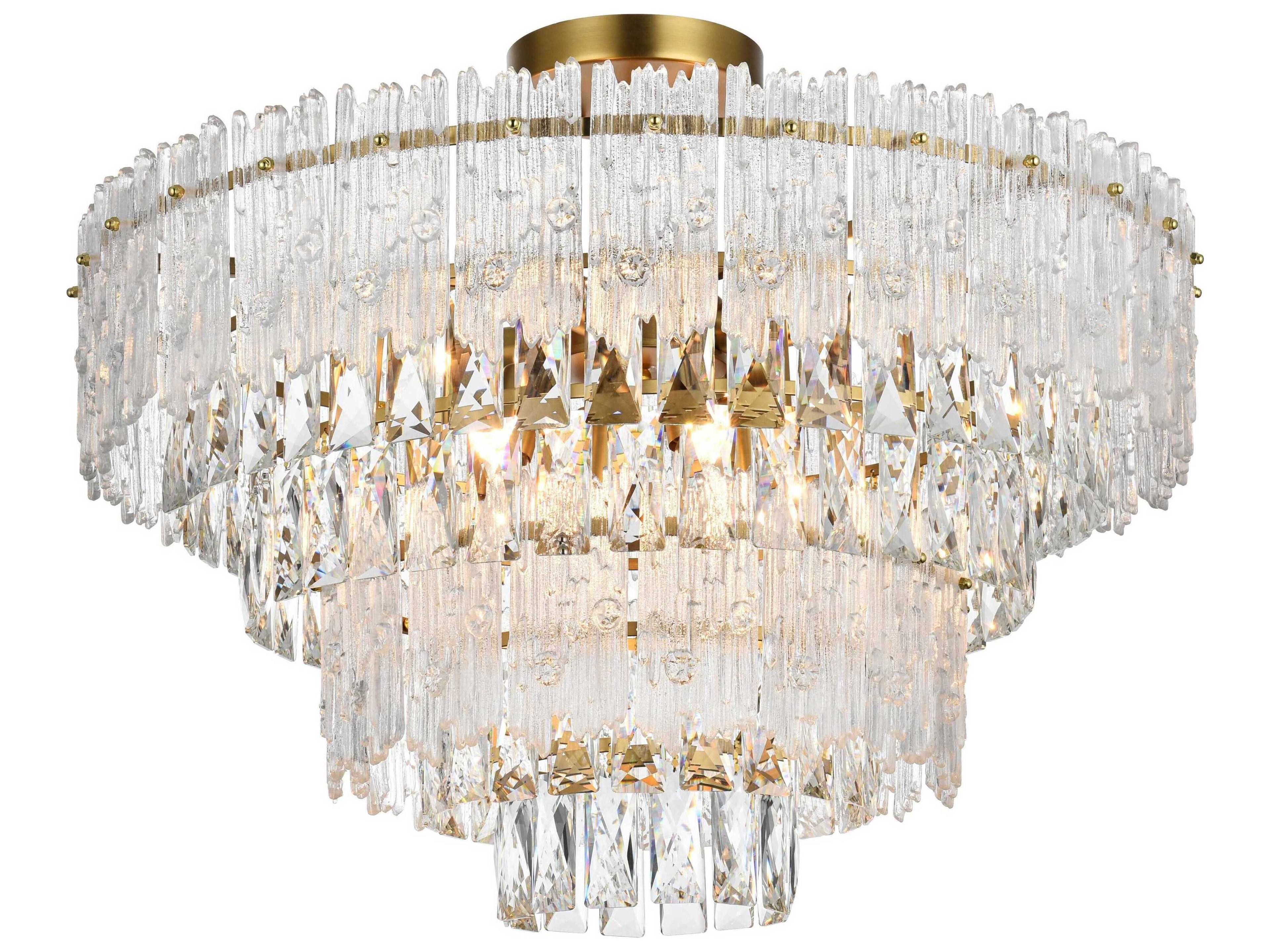 Elegant Lighting Emilia 8-Light Satin Gold Tiered Semi Flush Mount