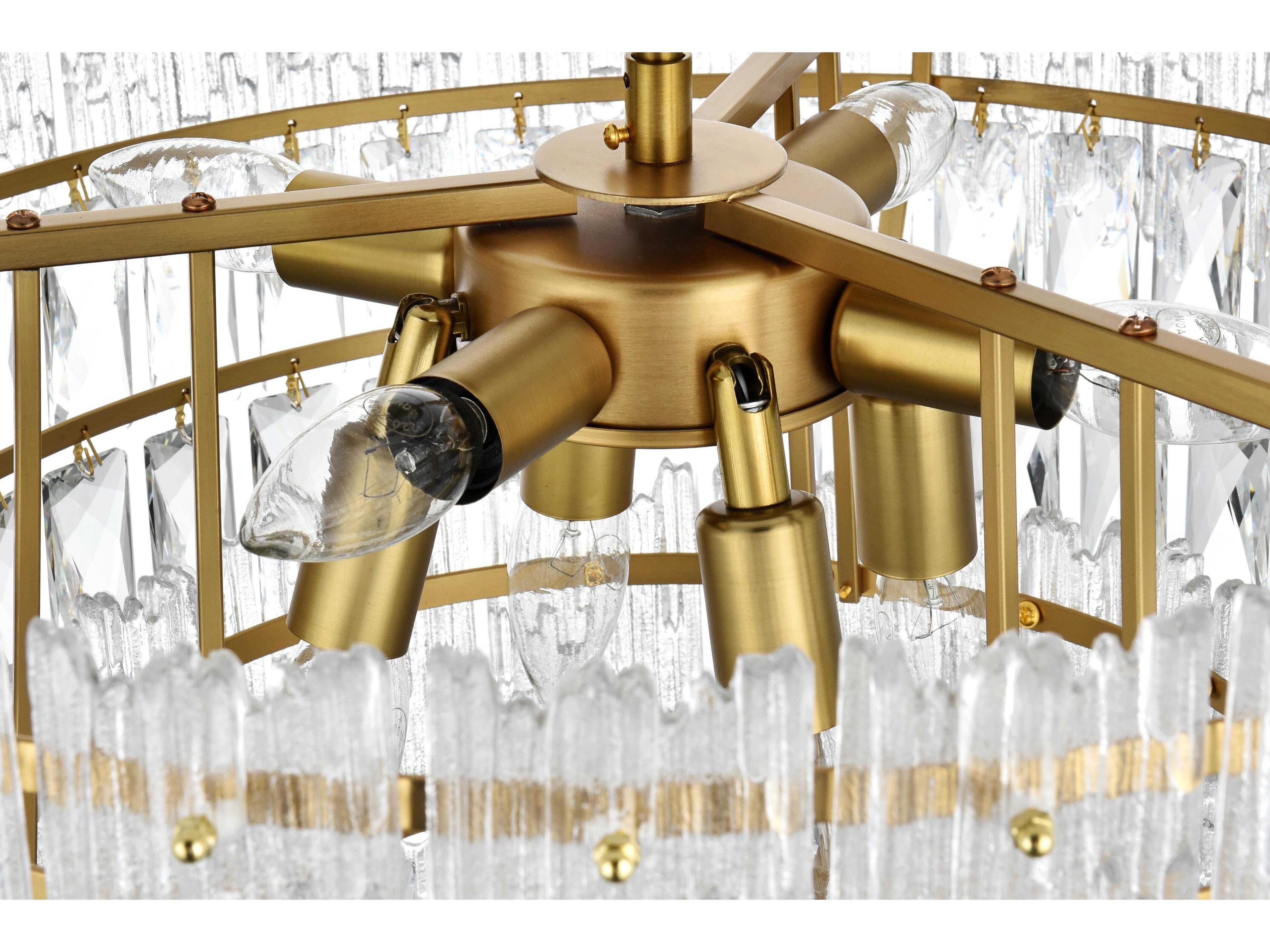 Elegant Lighting Emilia 8-Light Satin Gold Tiered Semi Flush Mount