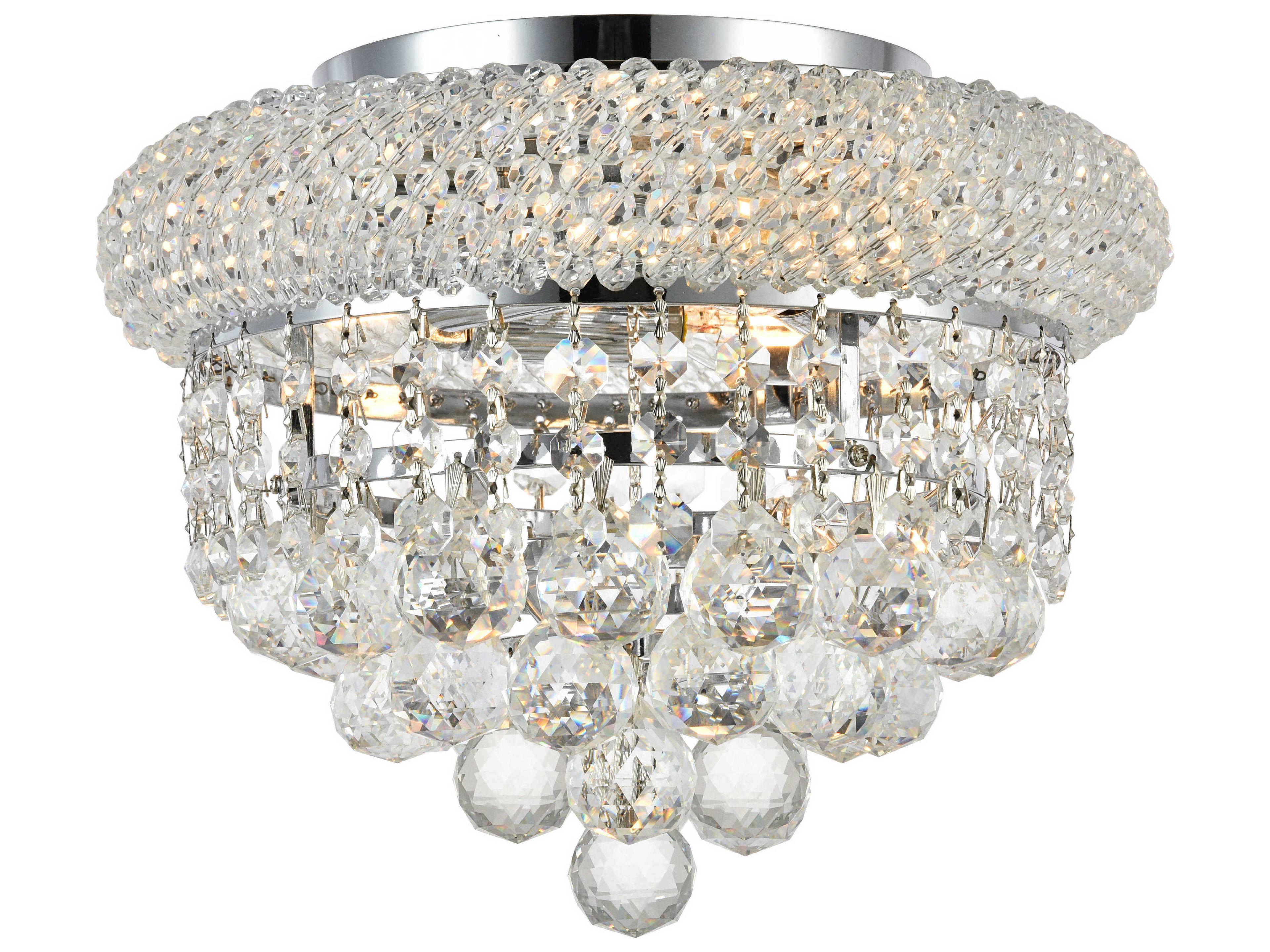 Elegant Lighting Primo Chrome Clear Crystal Bowl Flush Mount
