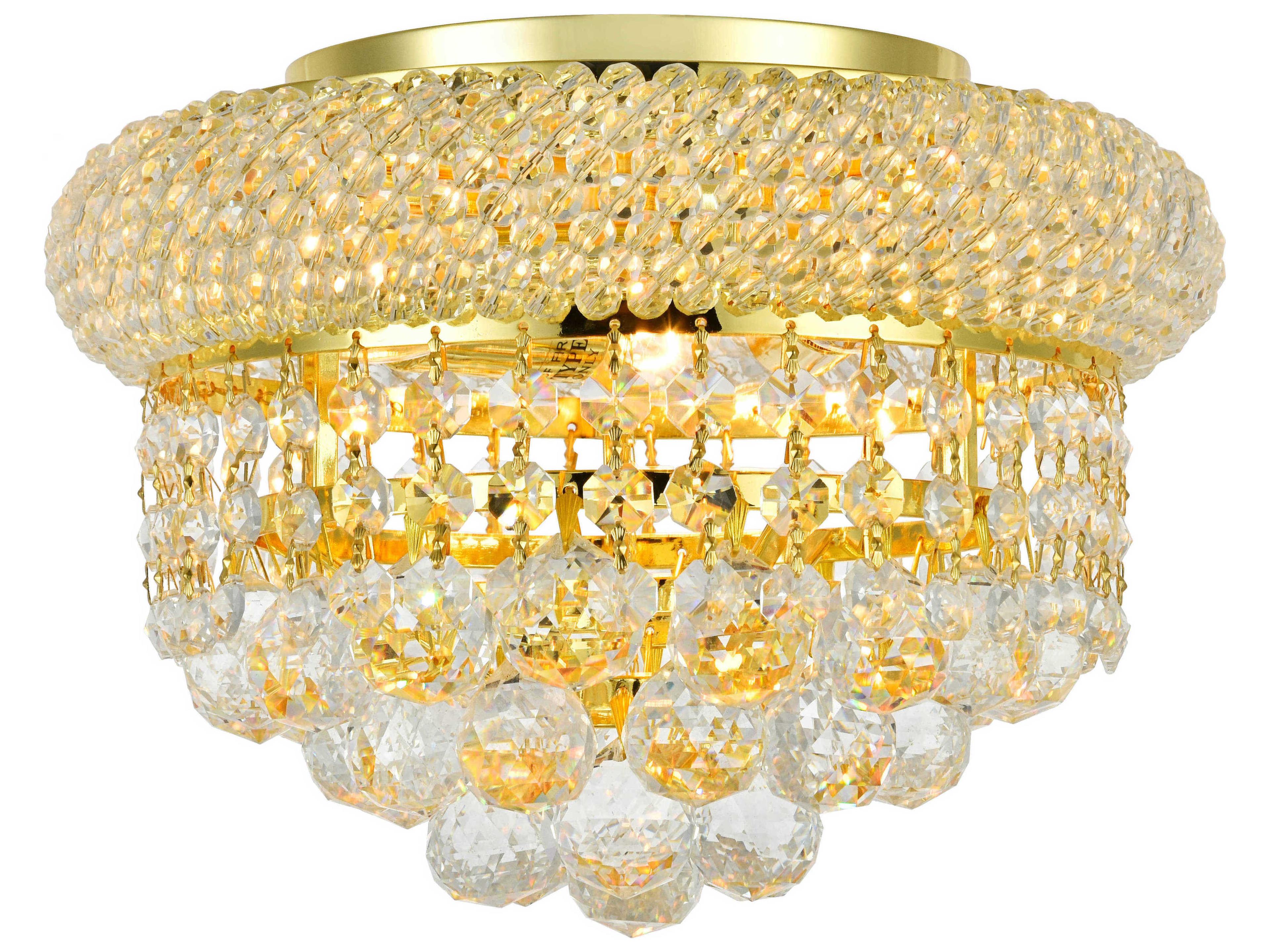 Elegant Lighting Primo Gold Clear Crystal Flush Mount