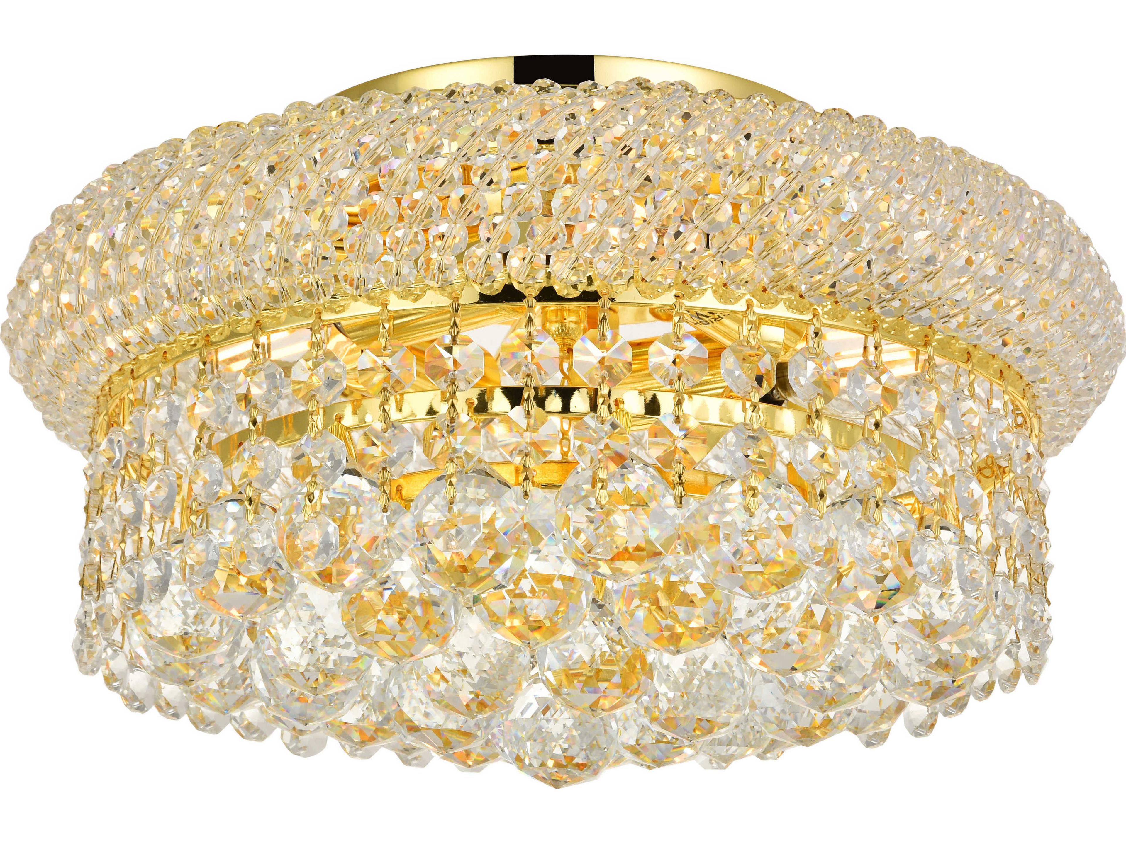 Elegant Lighting Primo Gold Clear Crystal Bowl Flush Mount