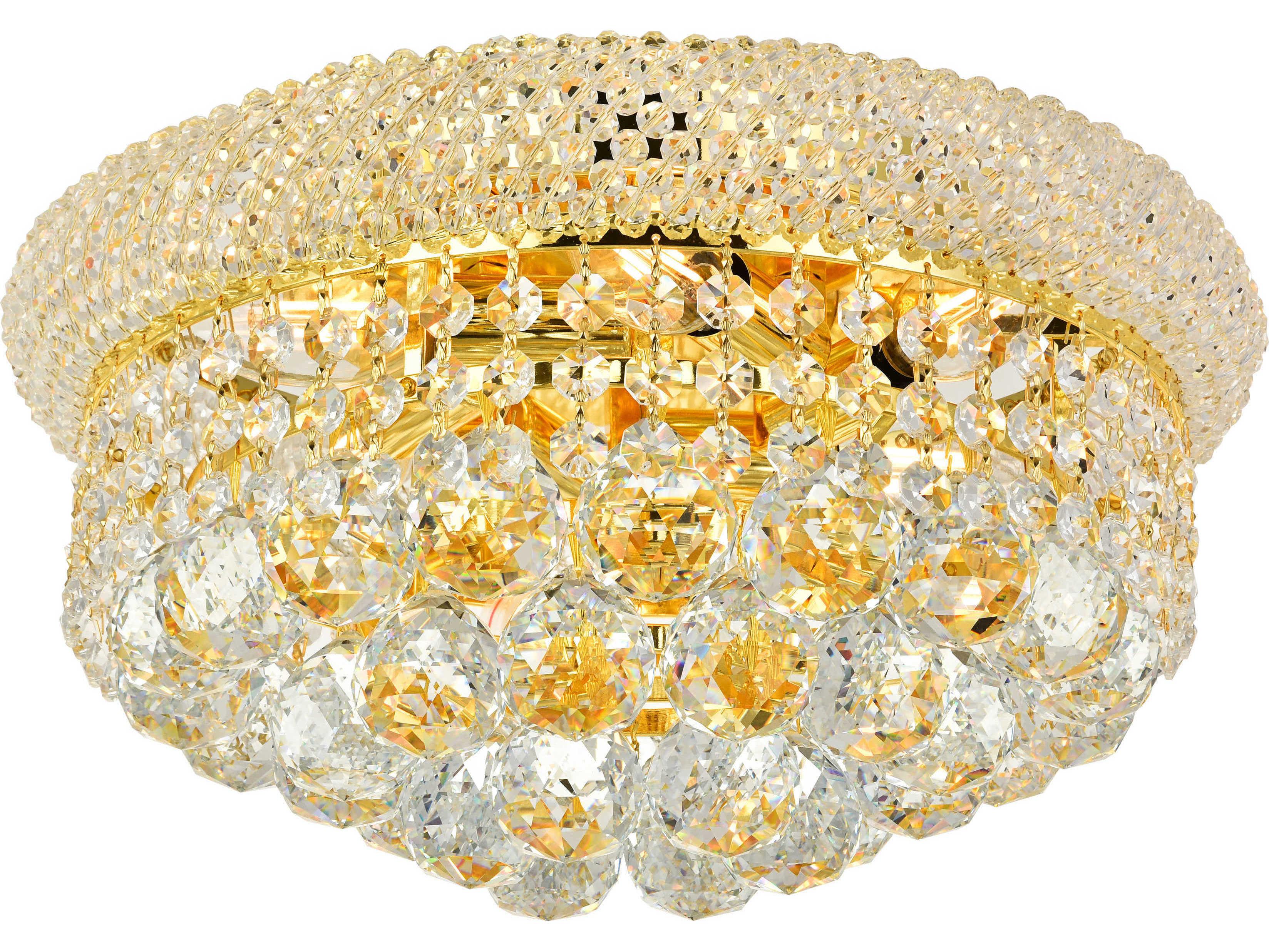 Elegant Lighting Primo Gold Clear Crystal Bowl Flush Mount