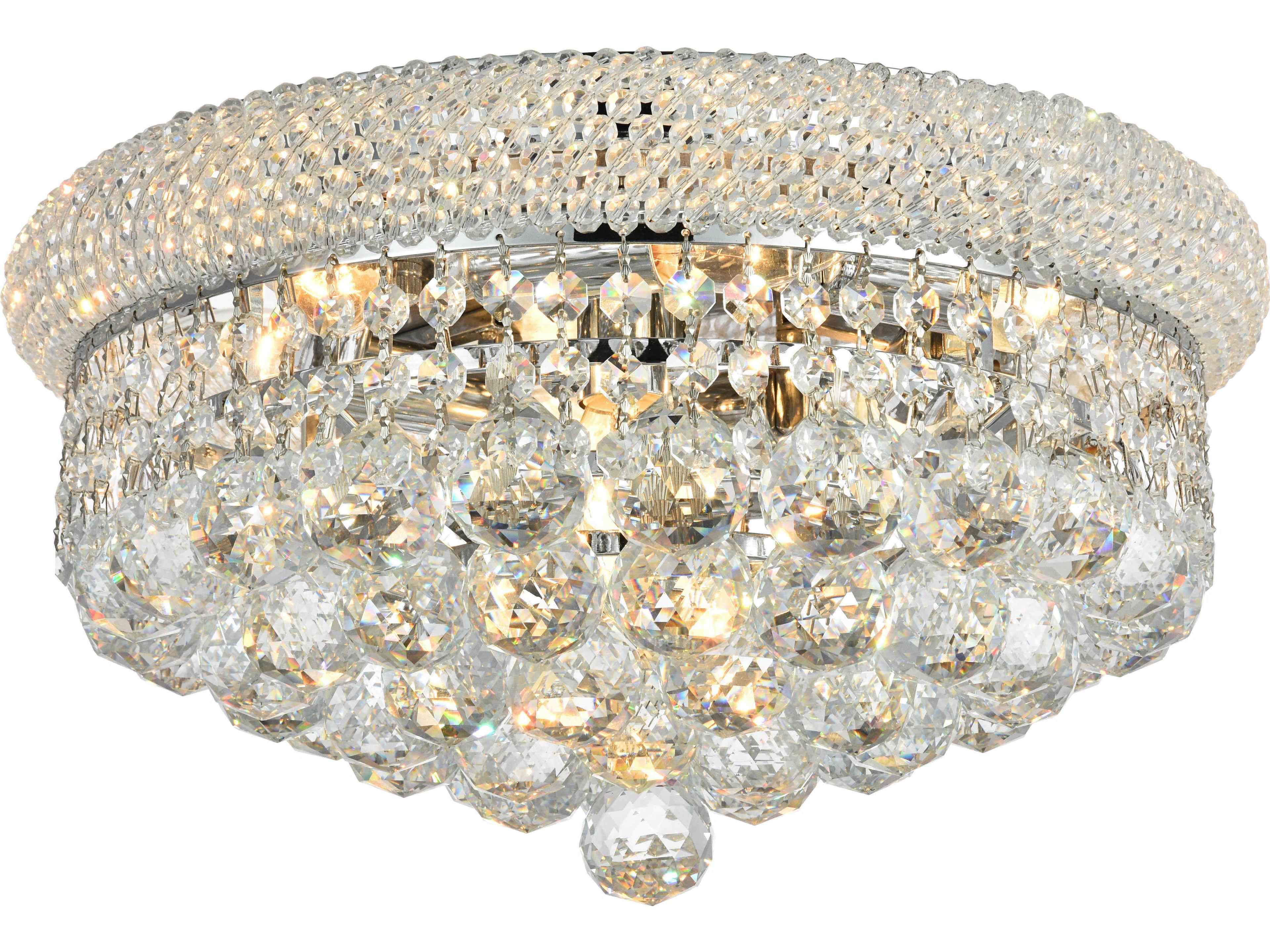 Elegant Lighting Primo Chrome Clear Crystal Bowl Flush Mount