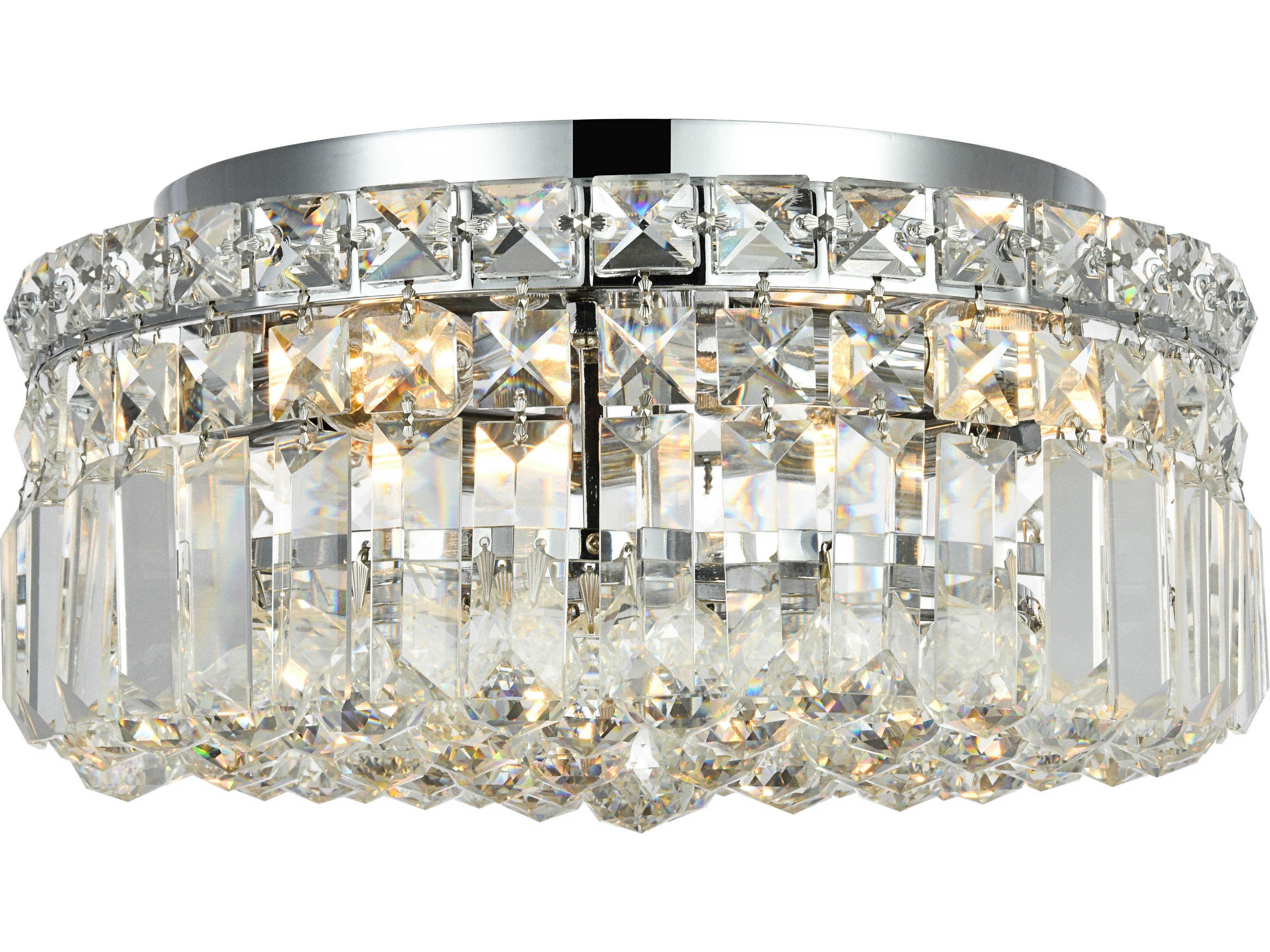 Elegant Lighting Maxime Chrome Clear Crystal Drum Flush Mount