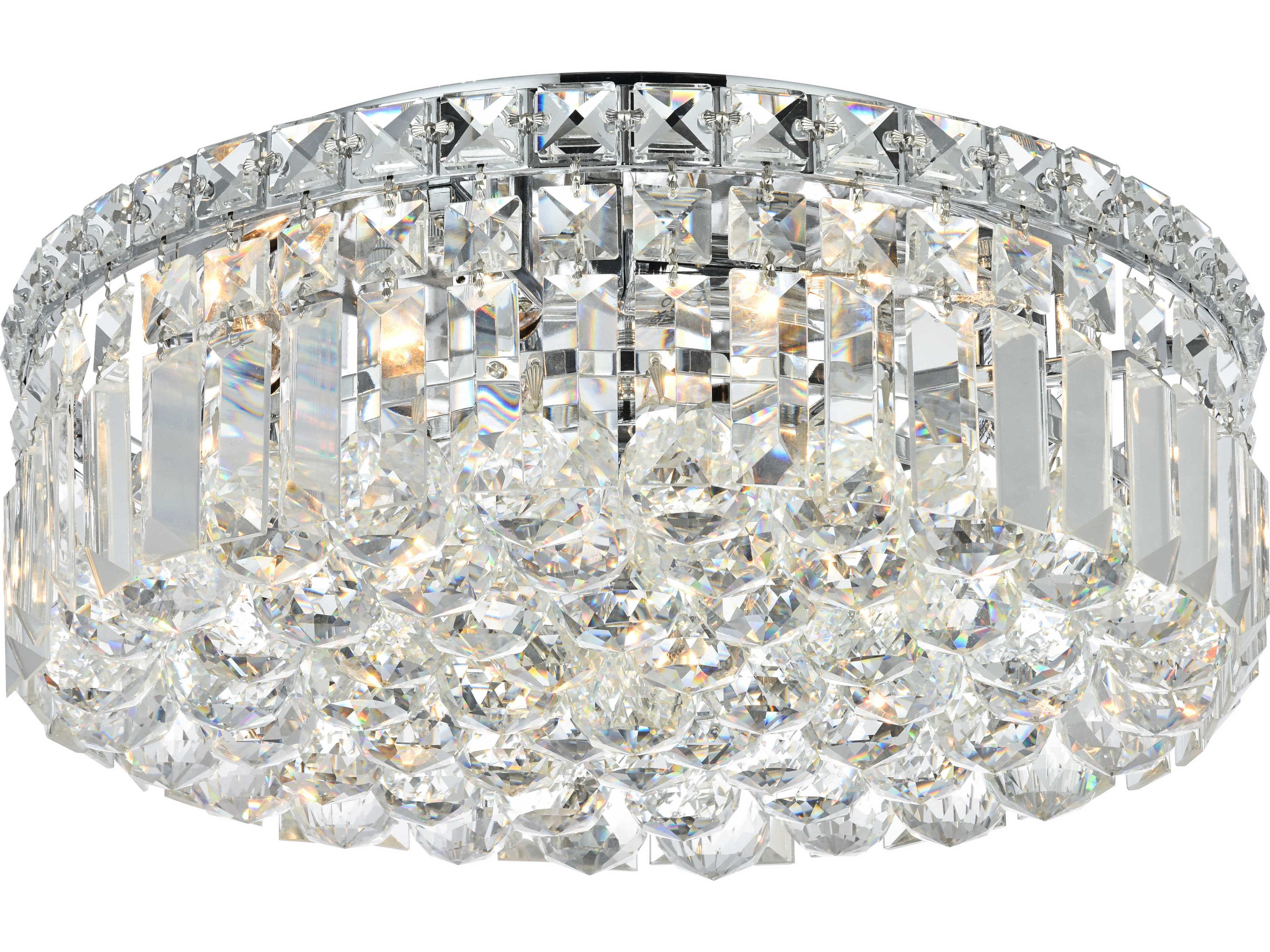 Elegant Lighting Maxime Chrome Clear Crystal Drum Flush Mount