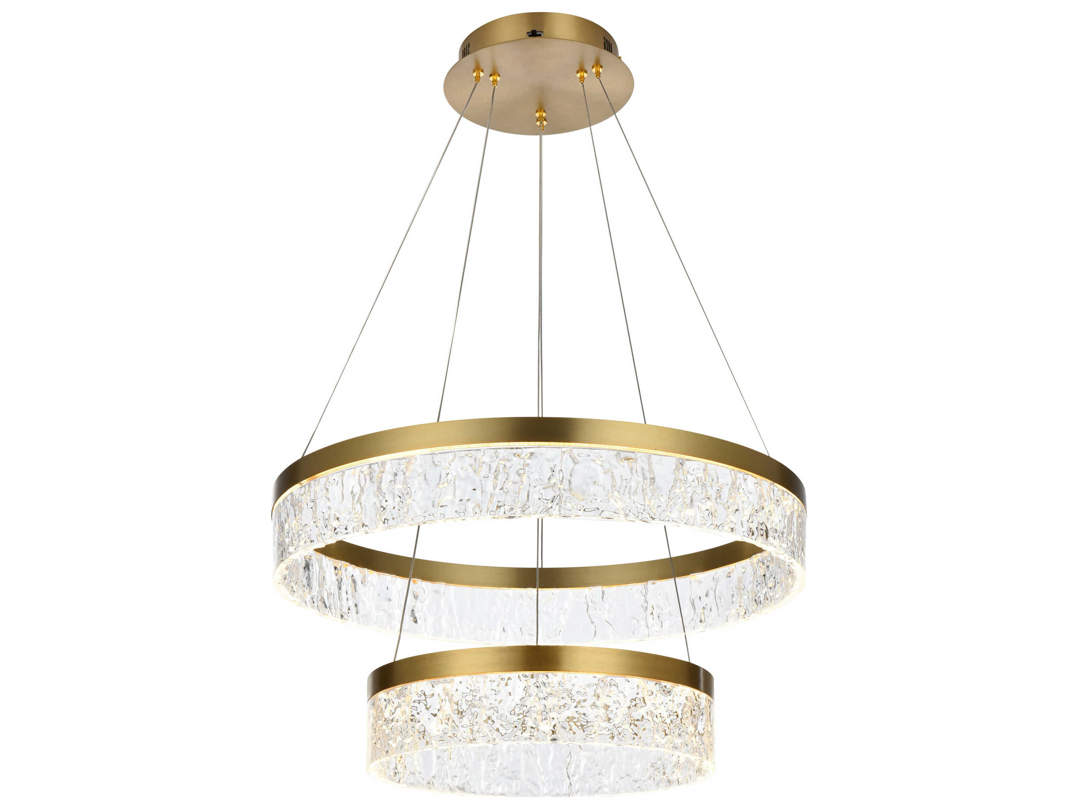Elegant Lighting Linden 2-Light Satin Gold Tiered Pendant