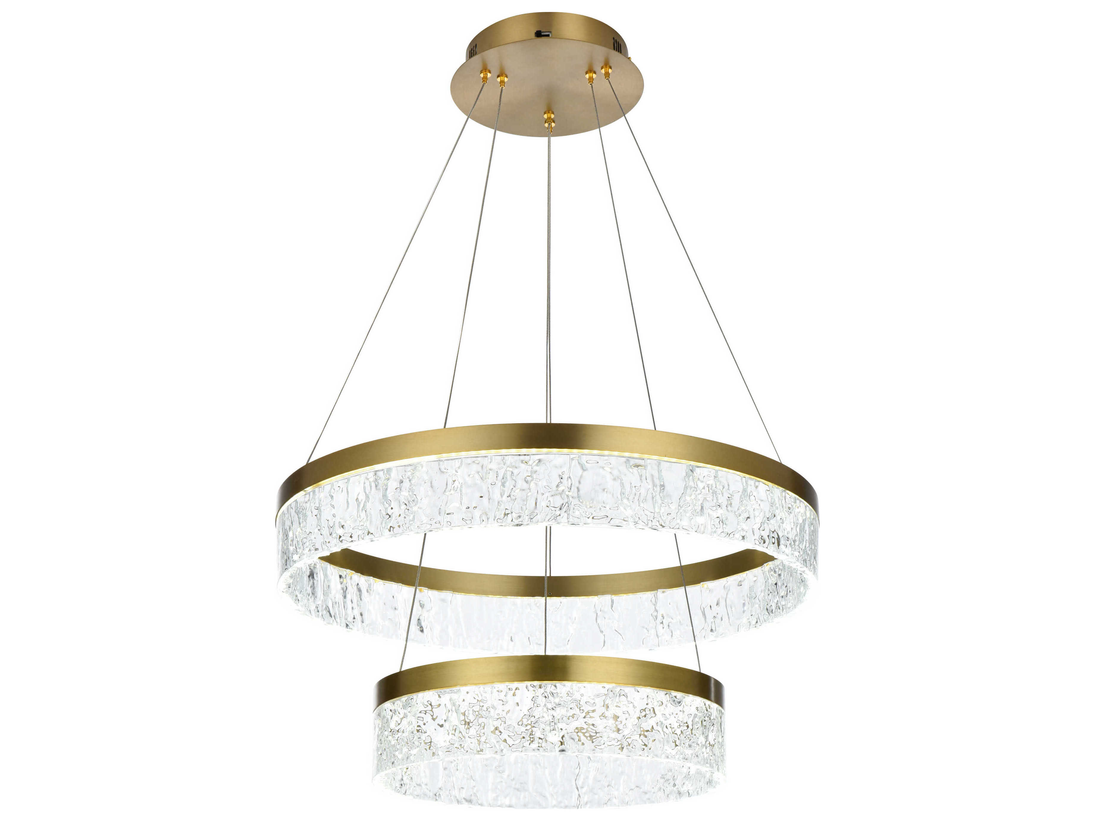 Elegant Lighting Linden 2-Light Satin Gold Tiered Pendant