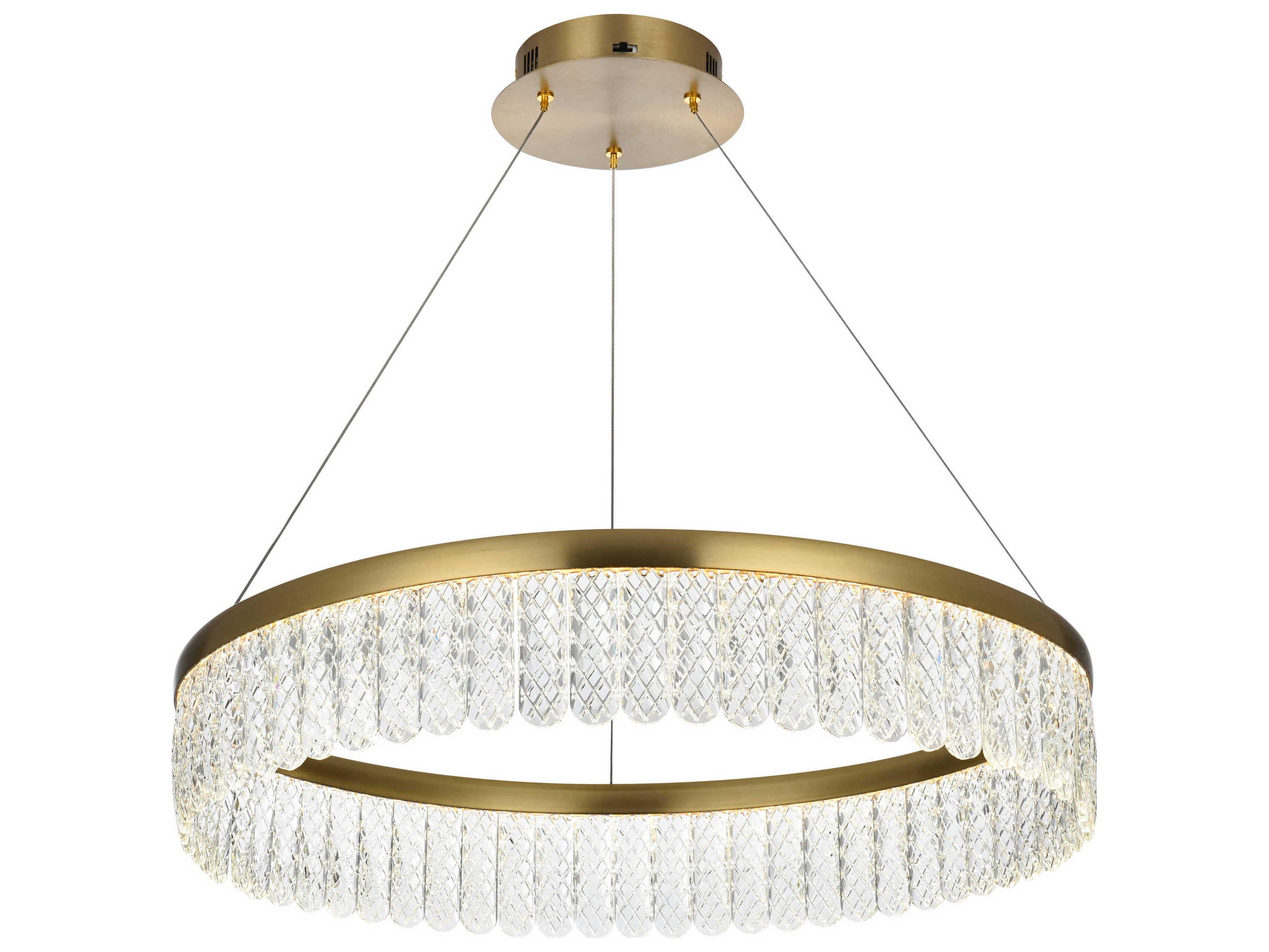 Elegant Lighting Rune 1-Light Satin Gold Round Pendant