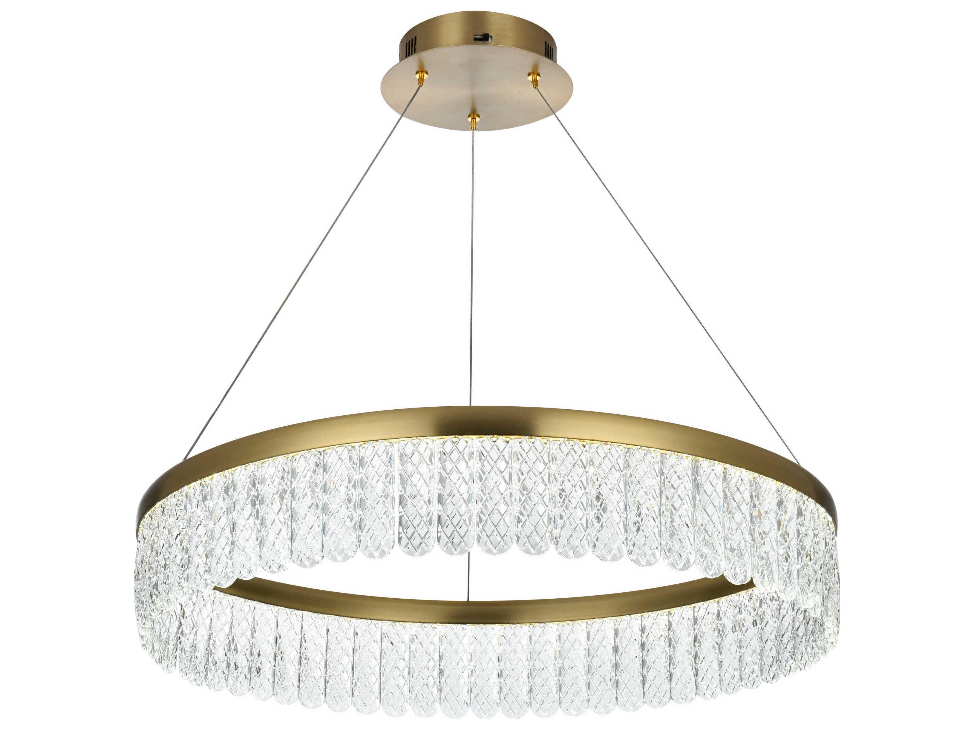 Elegant Lighting Rune 1-Light Satin Gold Round Pendant