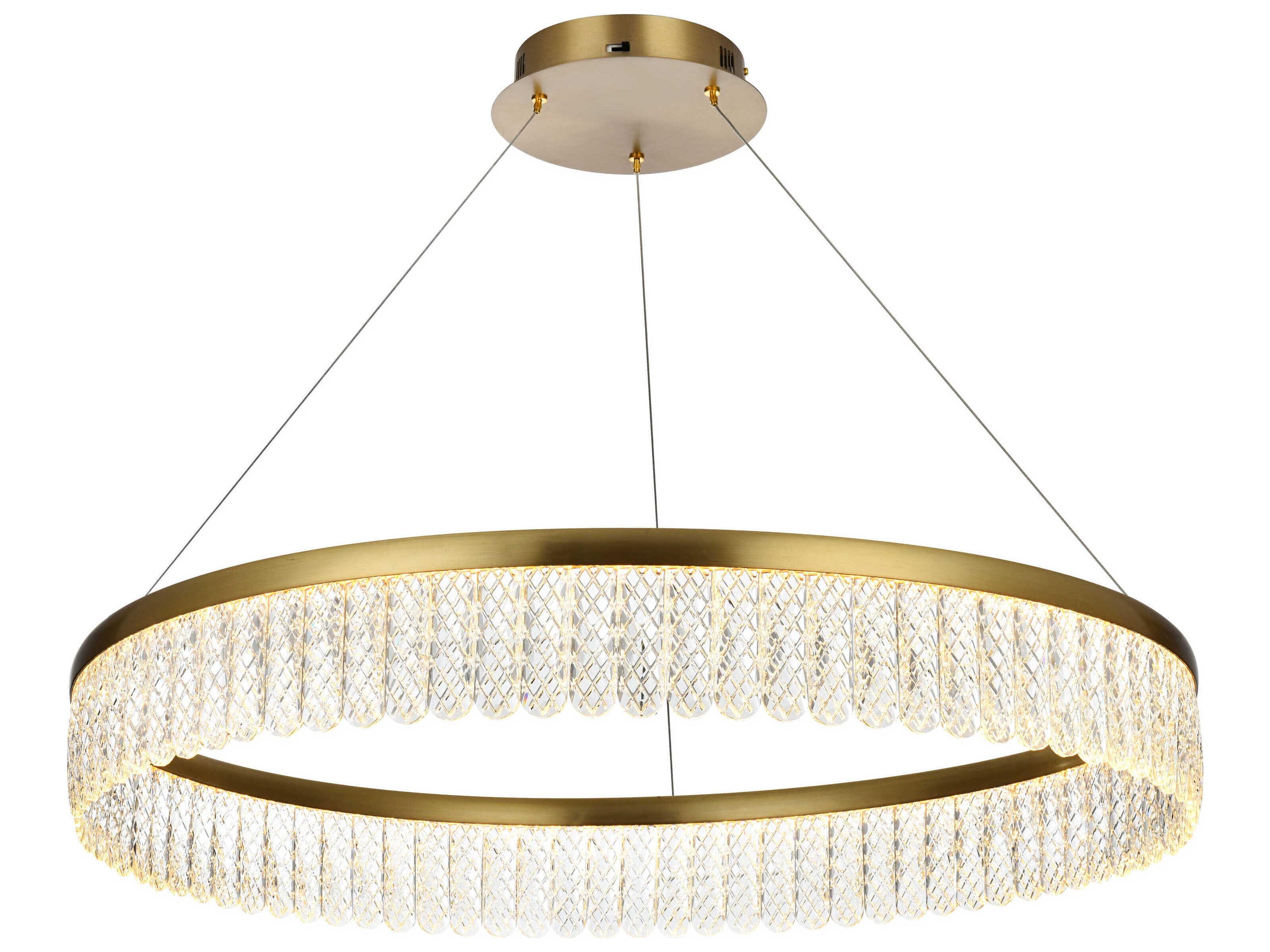 Elegant Lighting Rune 1-Light Satin Gold Round Pendant