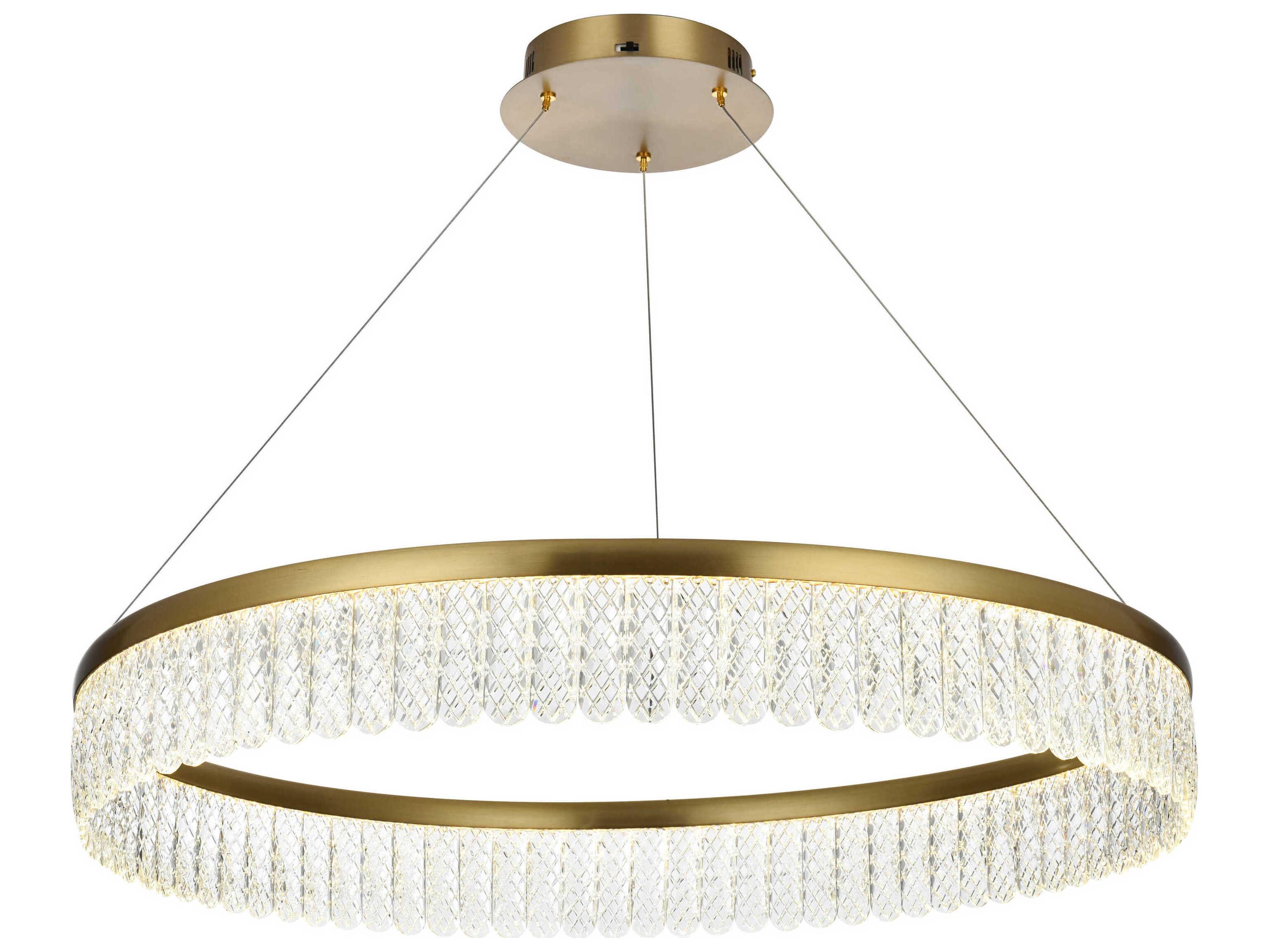 Elegant Lighting Rune 1-Light Satin Gold Round Pendant