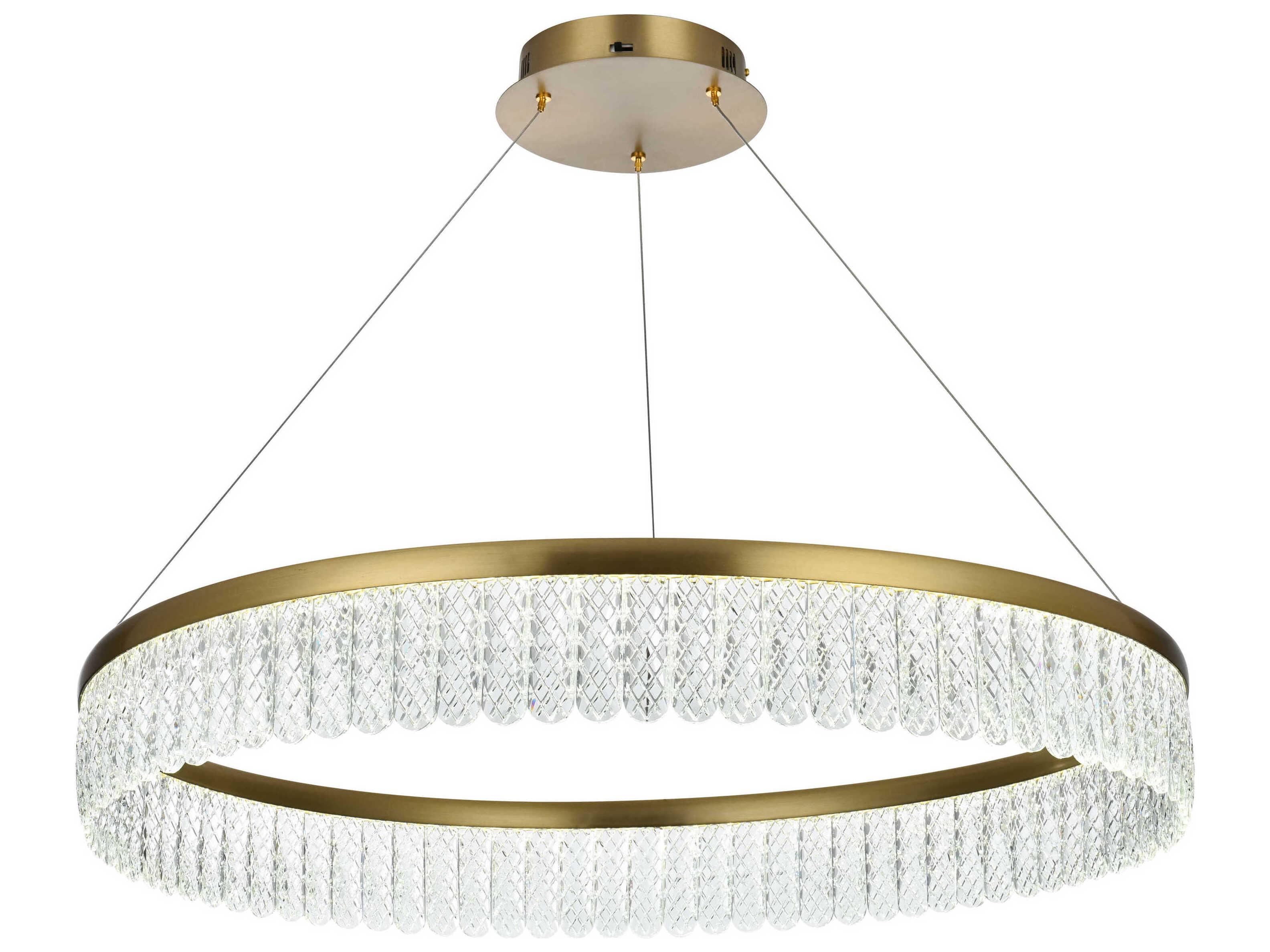 Elegant Lighting Rune 1-Light Satin Gold Round Pendant