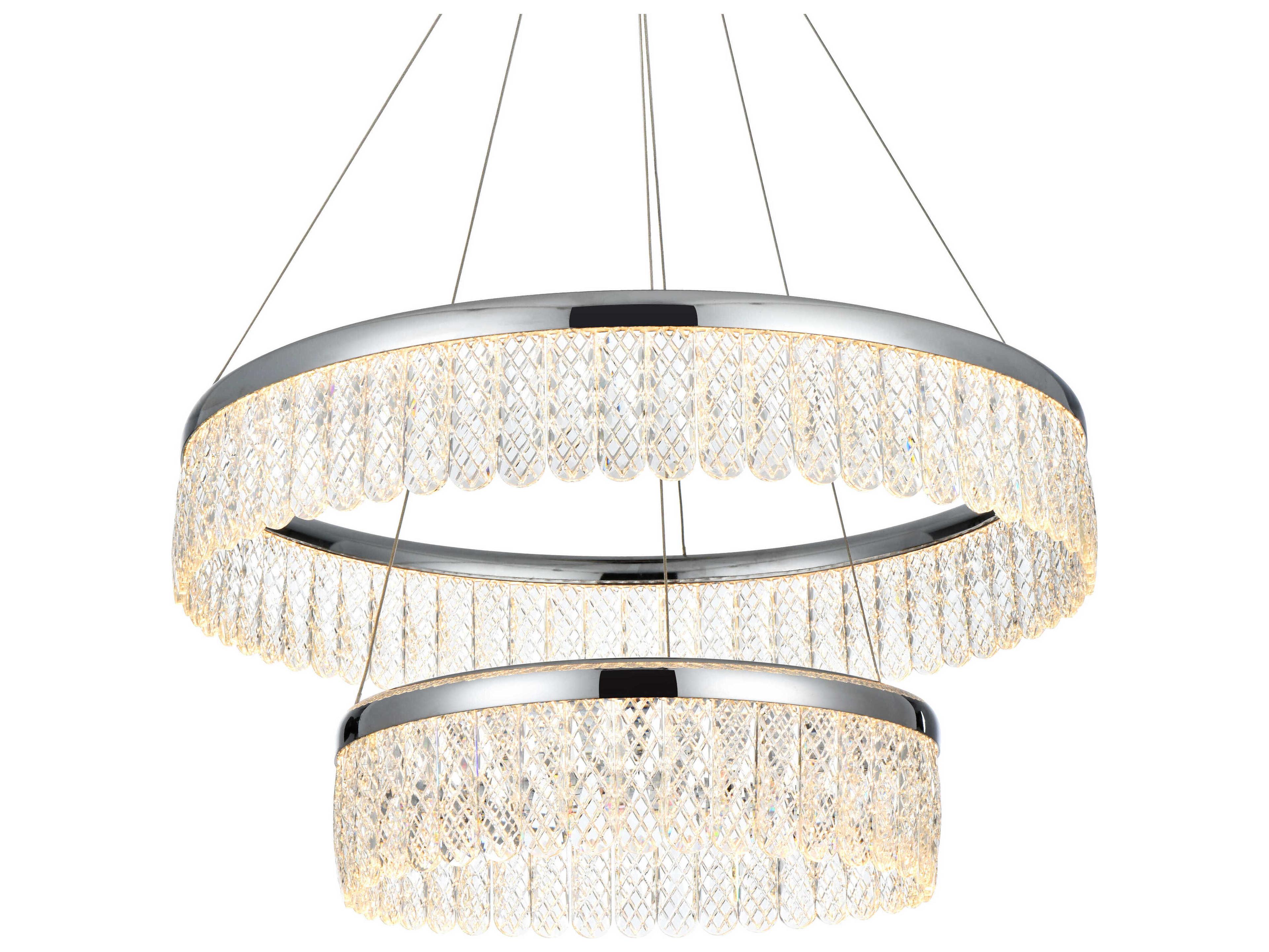 Elegant Lighting Rune 2-Light Chrome Tiered Pendant