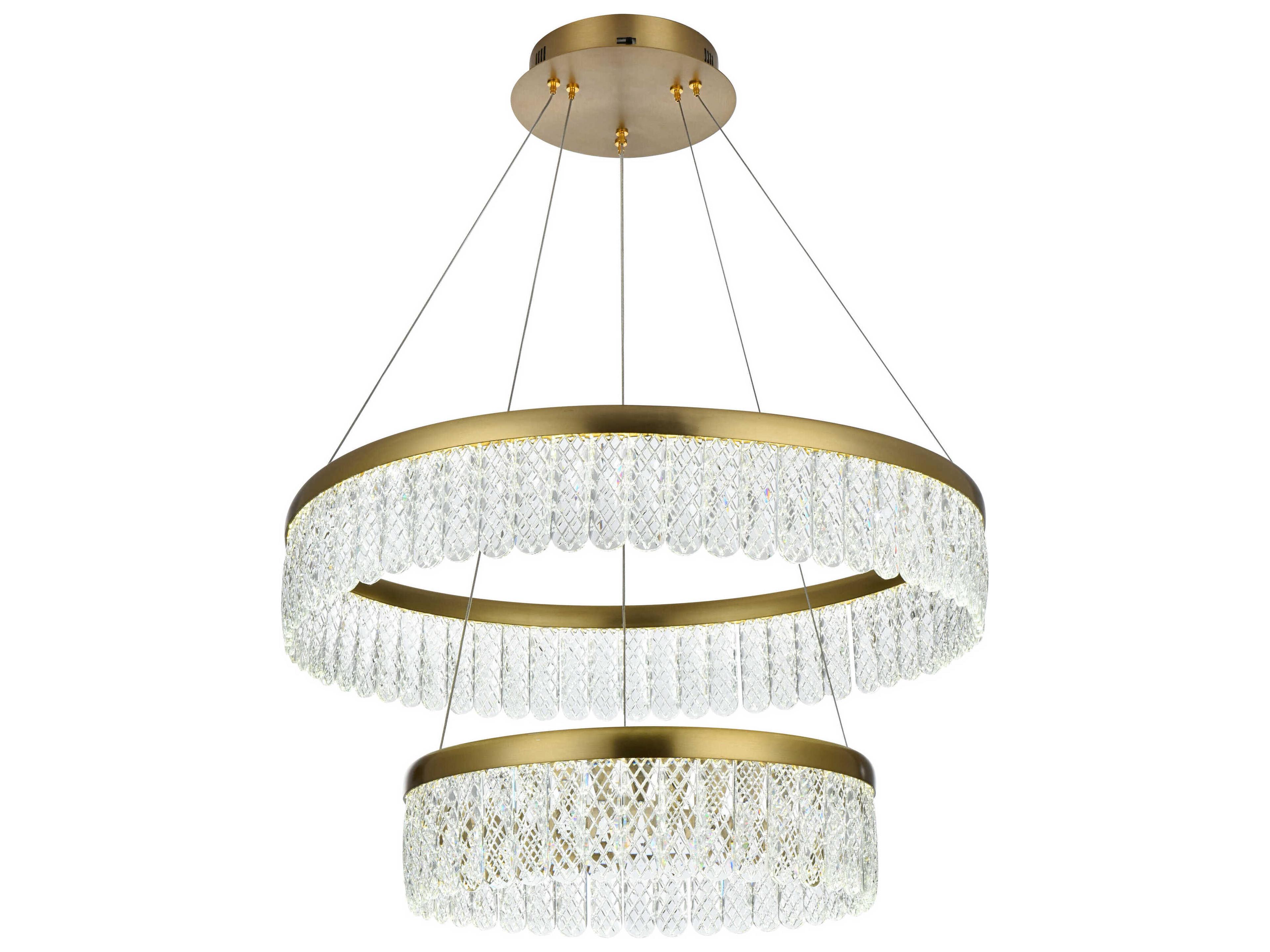 Elegant Lighting Rune 2-Light Satin Gold Tiered Pendant