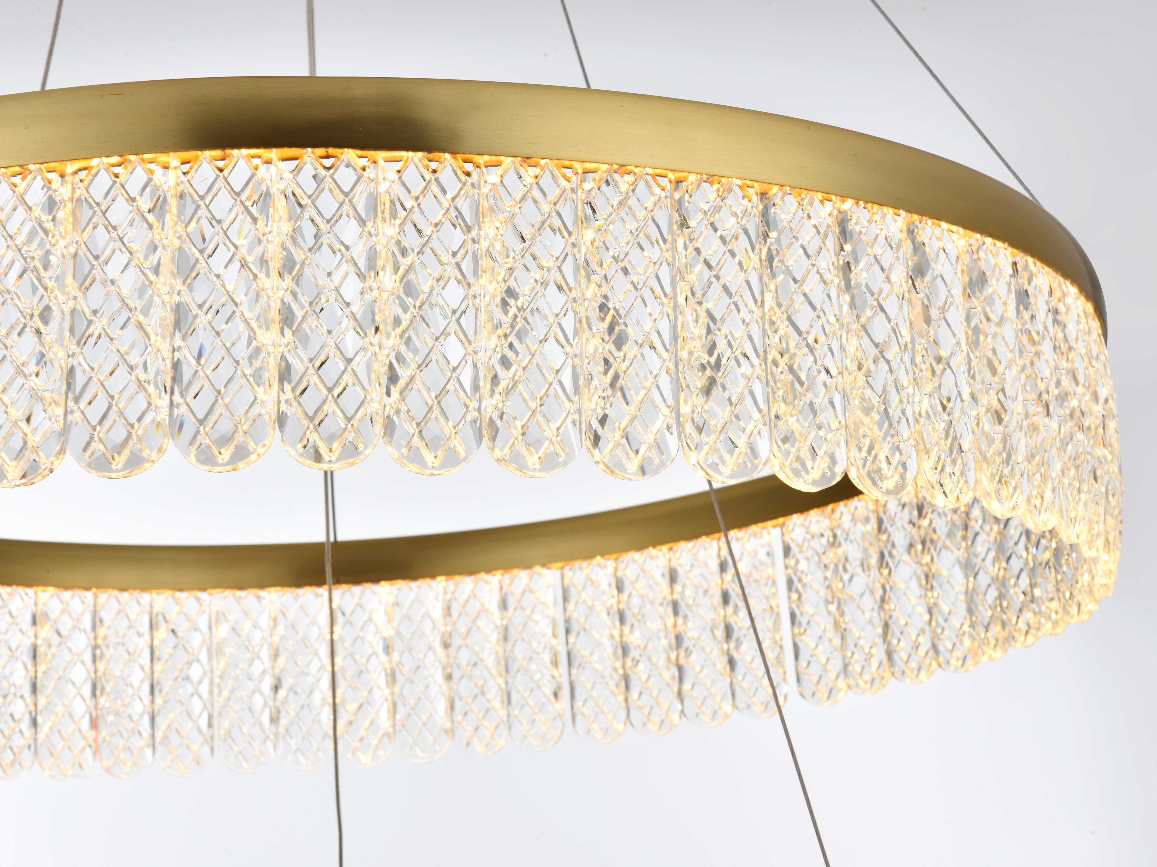 Elegant Lighting Rune 2-Light Satin Gold Tiered Pendant