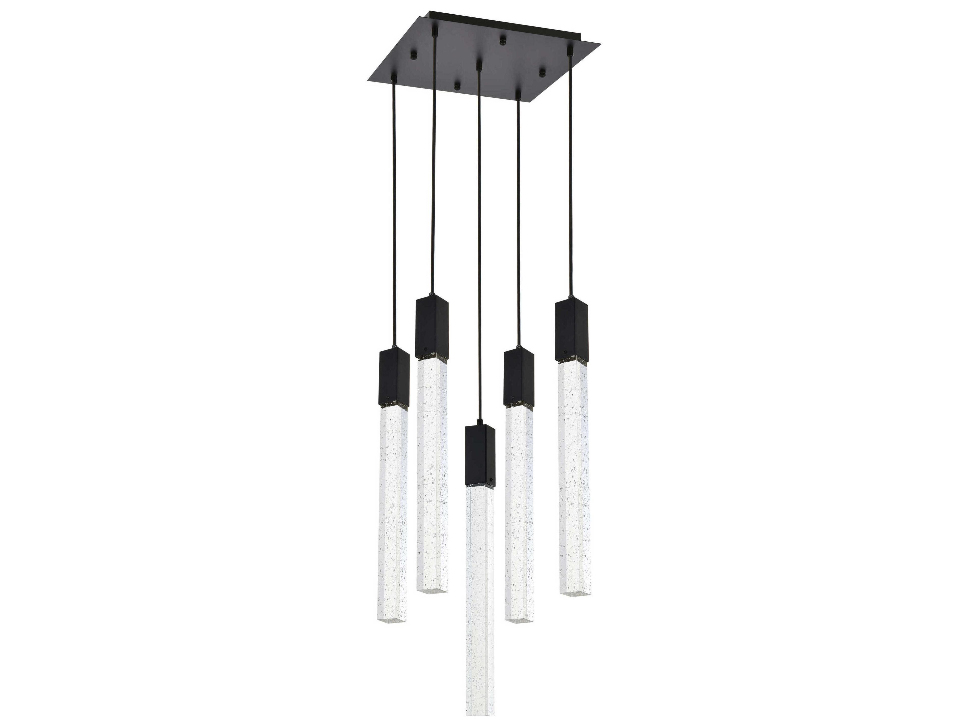 Elegant Lighting Weston 5-Light Black Crystal LED Cylinder Pendant