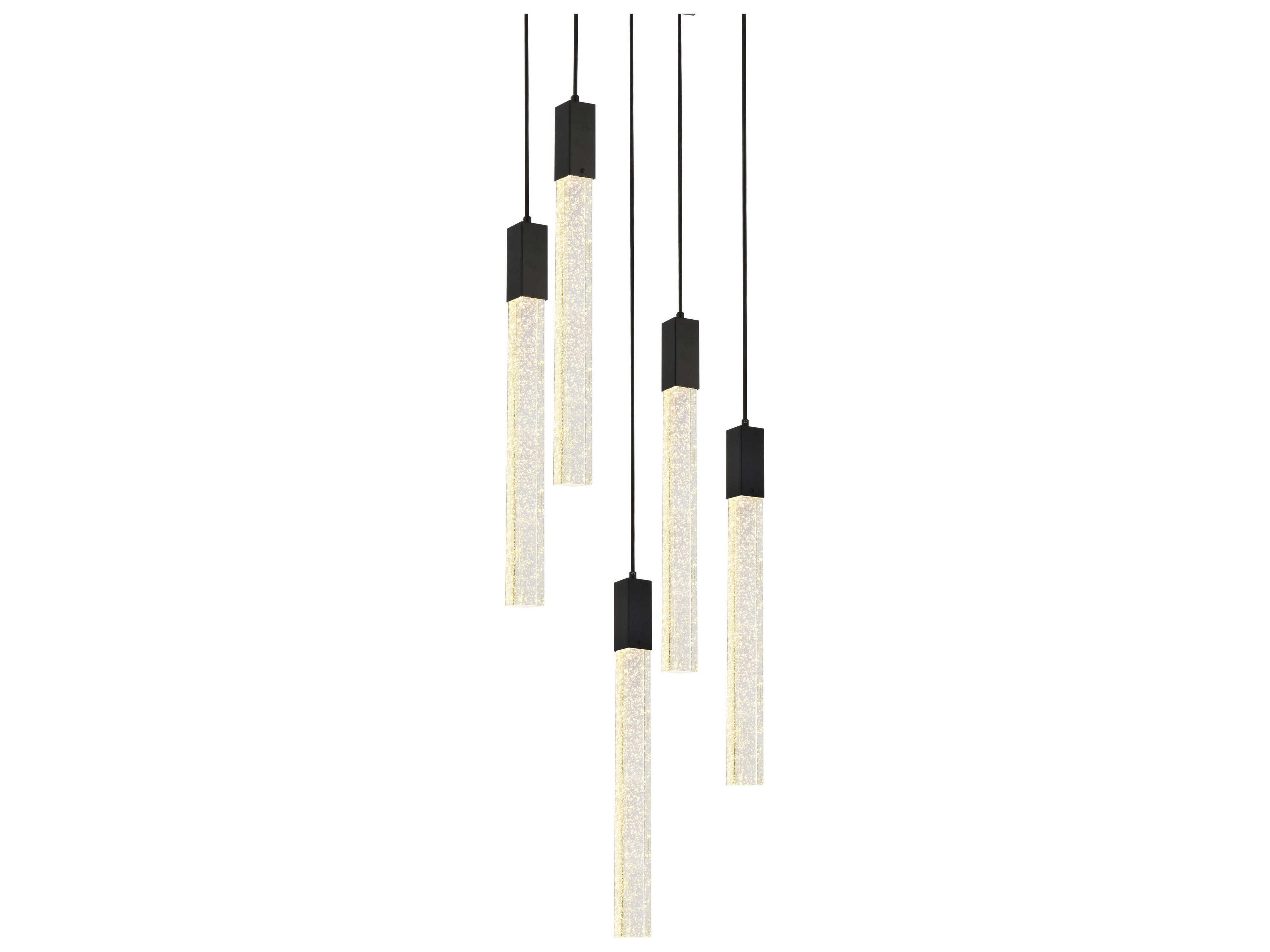 Elegant Lighting Weston 5-Light Black Crystal LED Cylinder Pendant