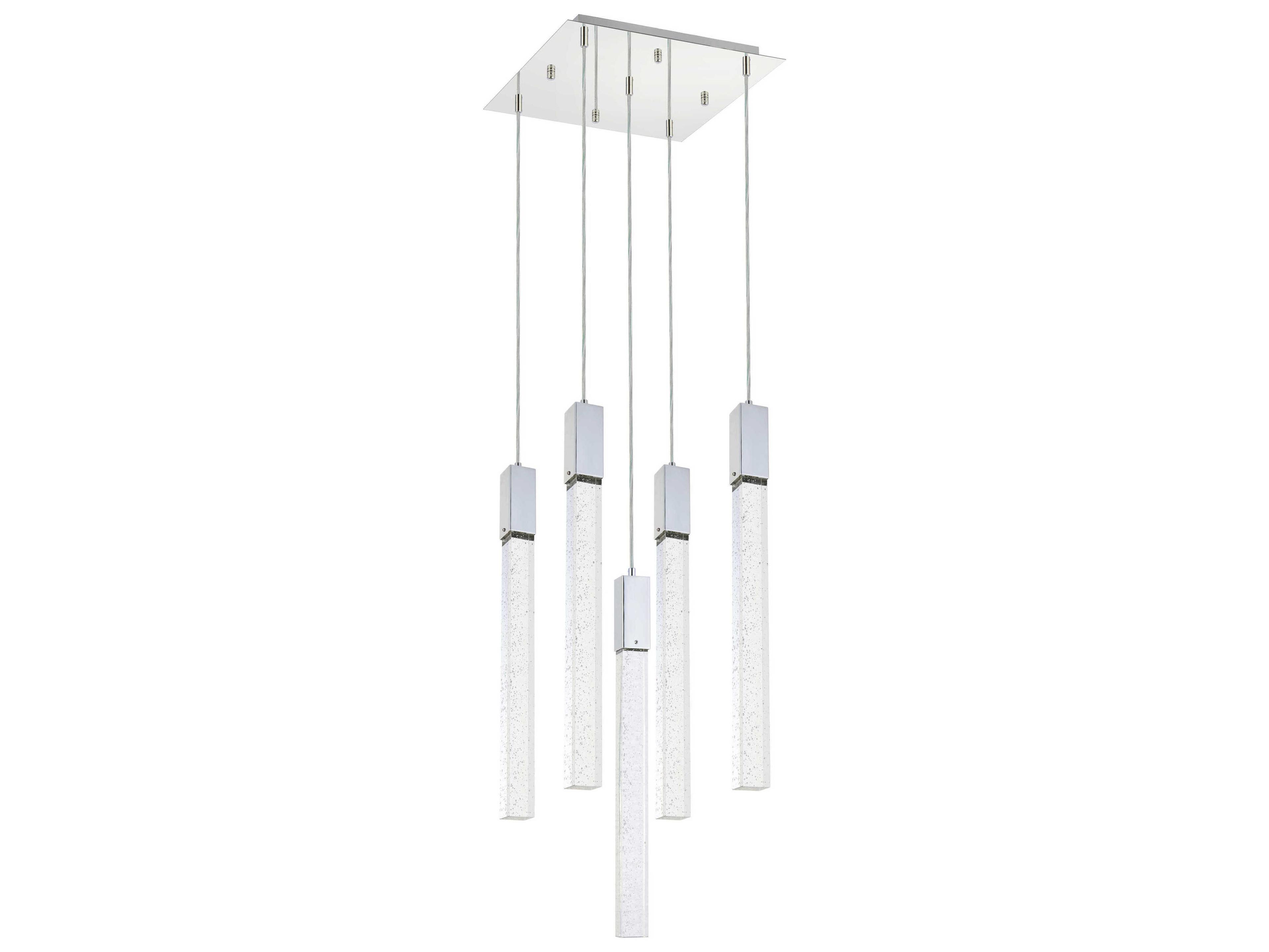 Elegant Lighting Weston 5-Light Chrome Crystal LED Cylinder Pendant