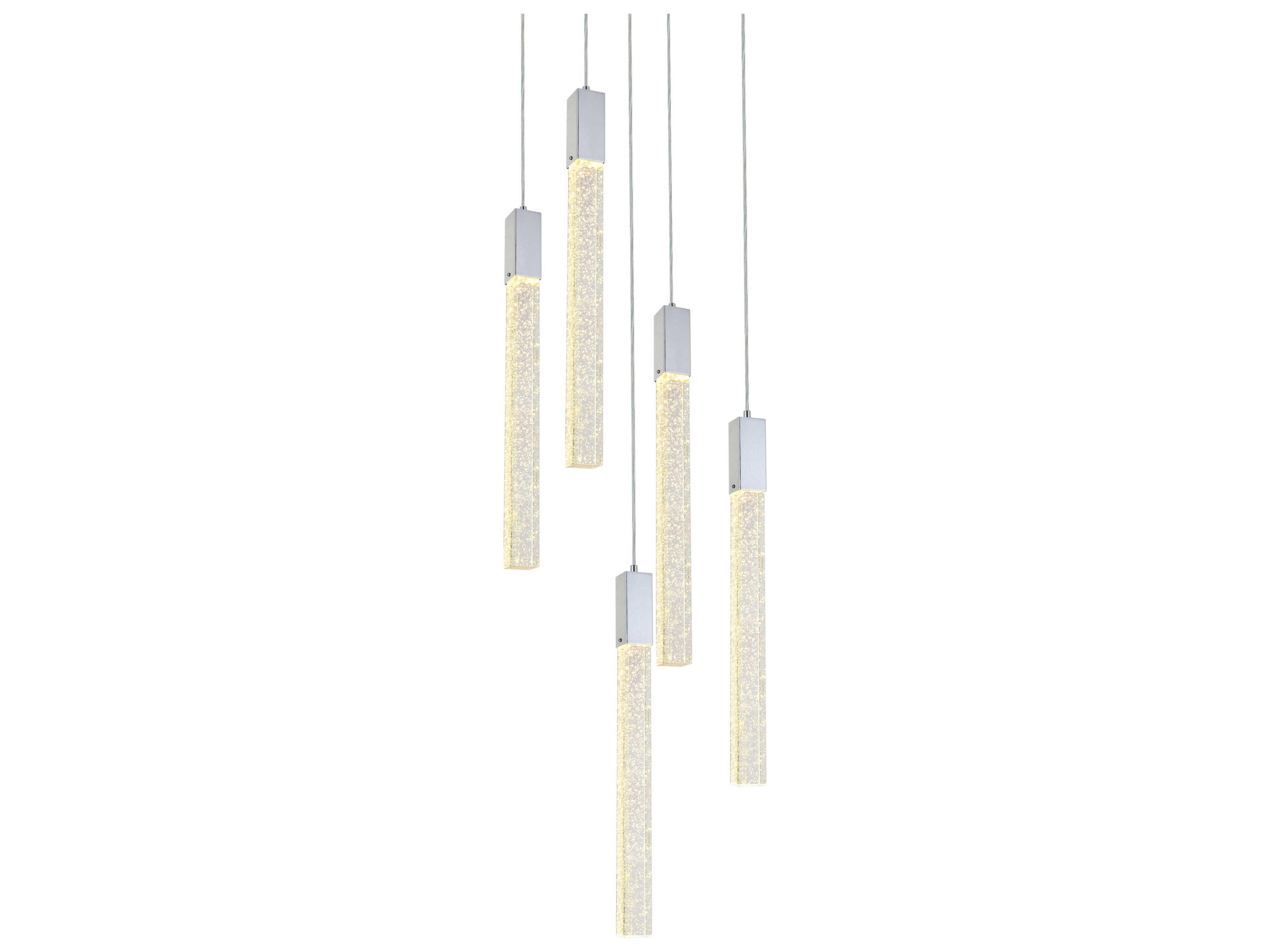 Elegant Lighting Weston 5-Light Chrome Crystal LED Cylinder Pendant