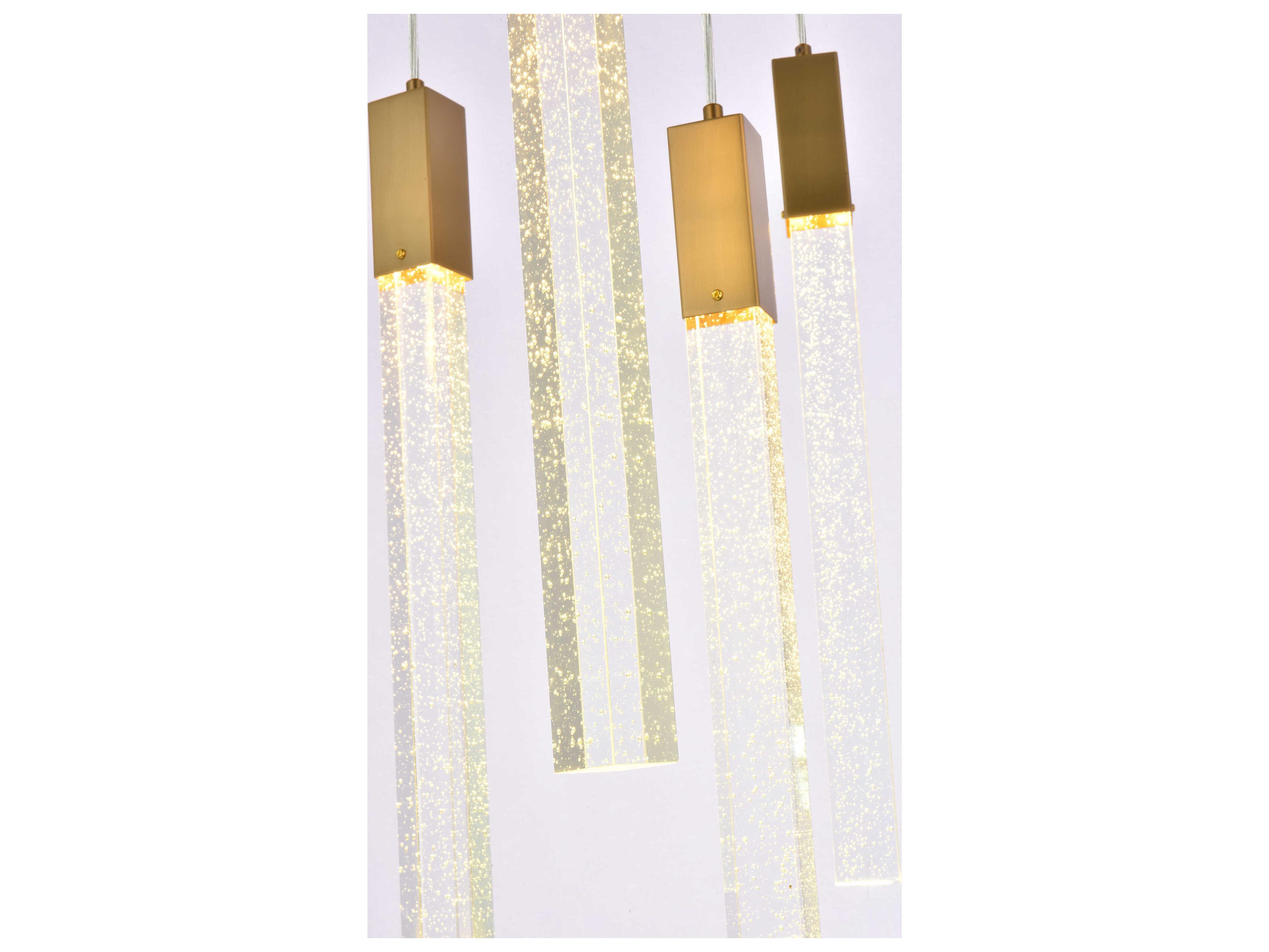Elegant Lighting Weston 5-Light Satin Gold Crystal LED Cylinder Pendant