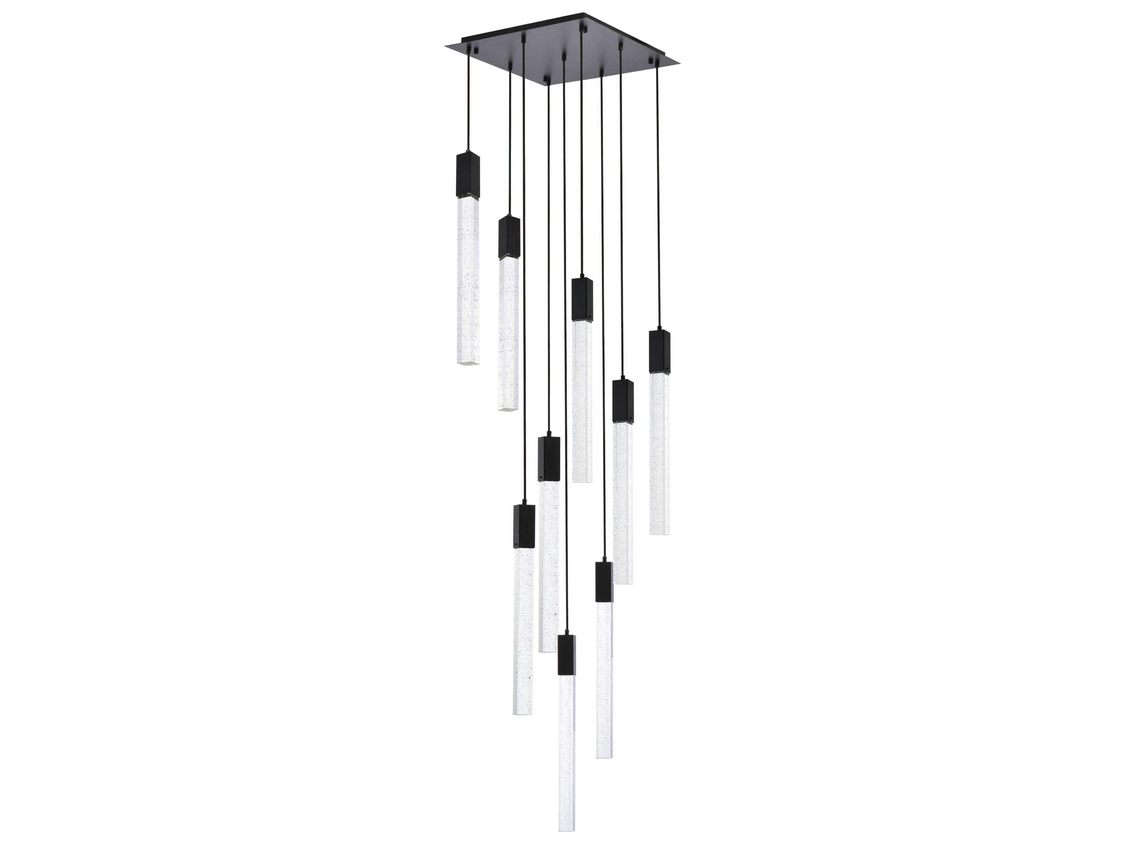 Elegant Lighting Weston 9-Light Black Crystal LED Cylinder Pendant